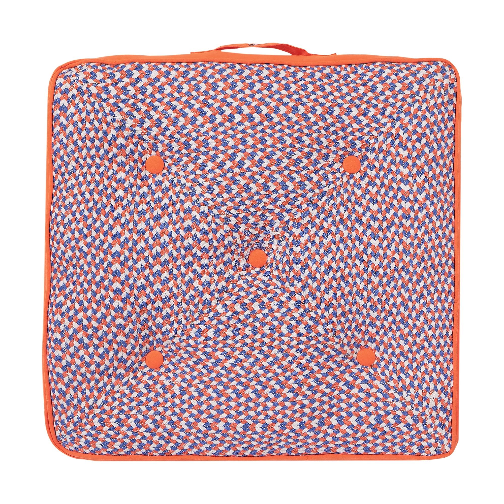 Orange Woven Floor Cushion - Cozy Seating & Meditation -3