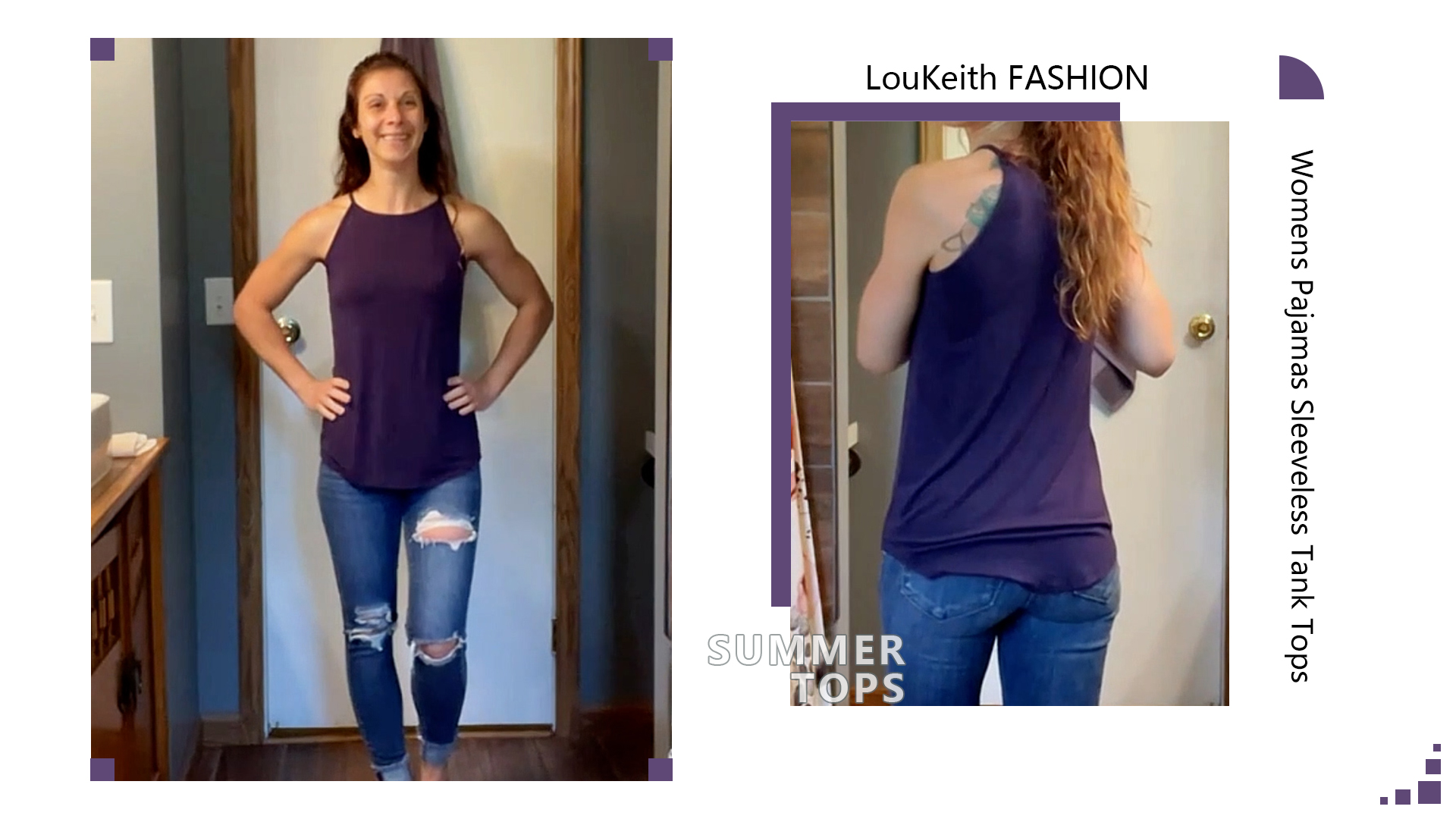 LouKeith Women's Sleeveless Halter Tank Top - Racerback Cami For Summer, Navy, Medium