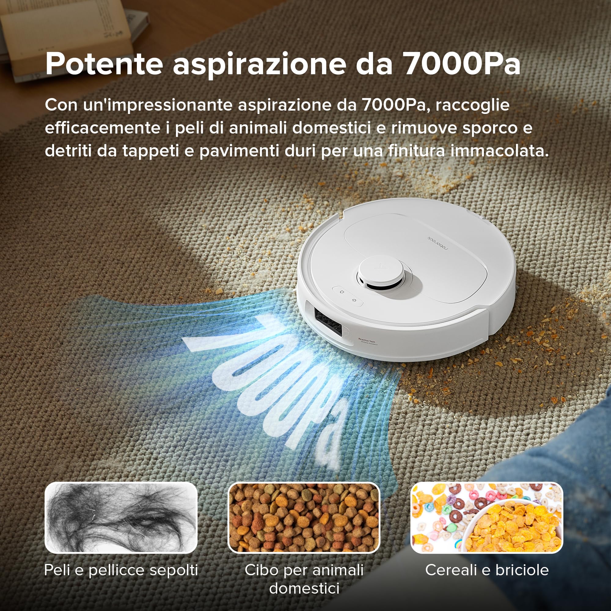 roborock Qrevo S Set Robot Aspirapolvere 7000Pa con Stazione Autopulente, Svuota Automaticamente la Polvere/Pulisce il Mop/Ricarica l'acqua, Mop Doppio Rotante Sollevabile, Controllo APP, Bianco