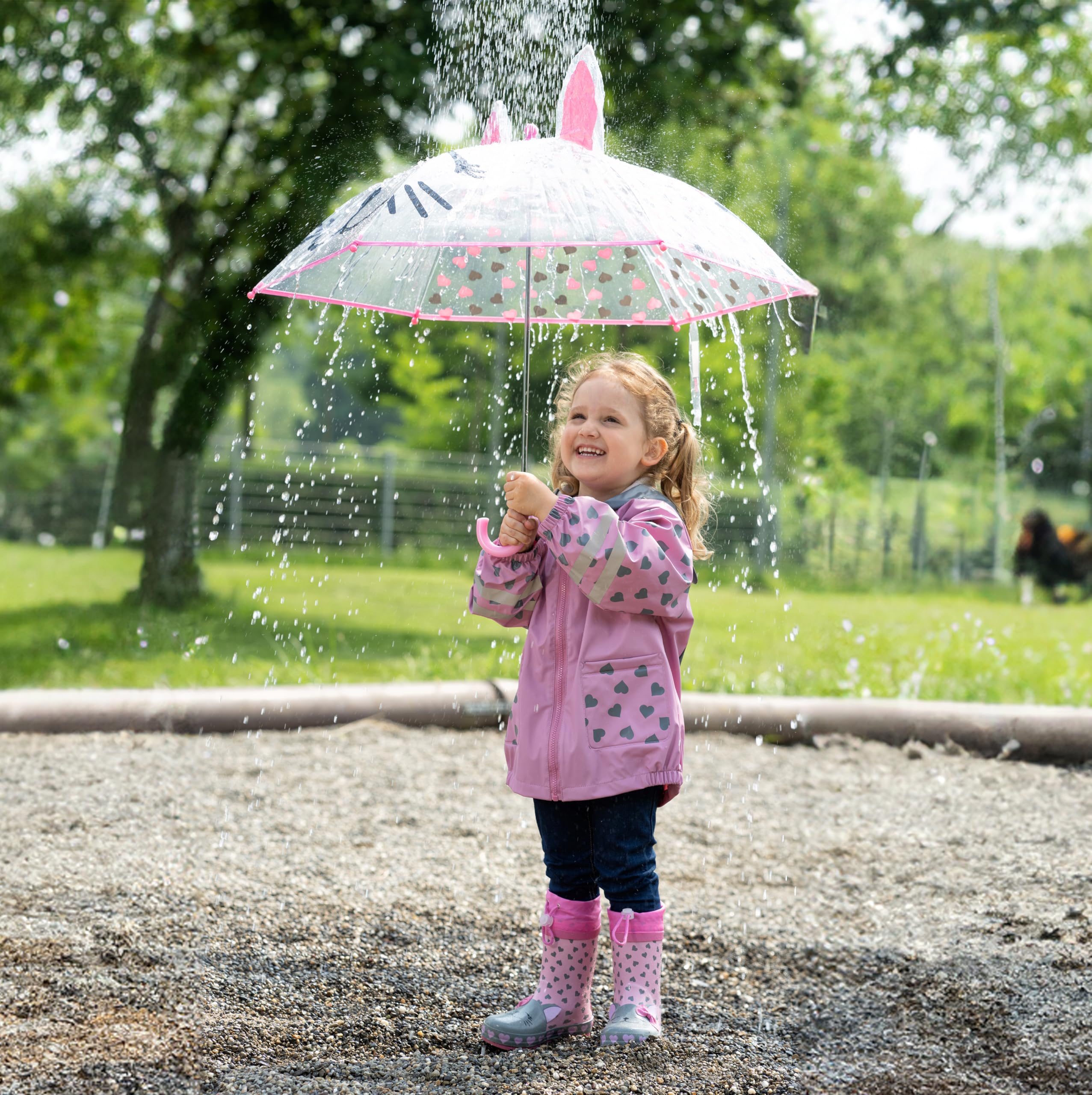 Playshoes Unisex dziecięca kurtka przeciwdeszczowa kot płaszcz przeciwdeszczowy różowy normalny