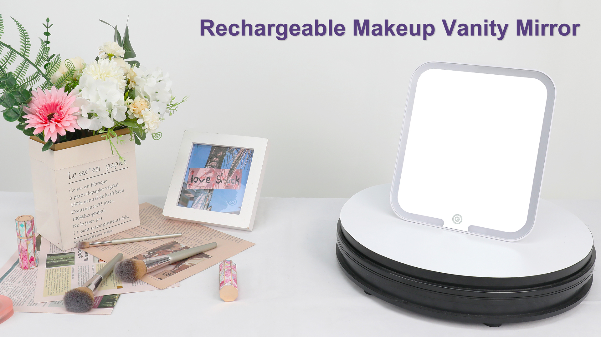 Espejo para maquillaje rectangular Relavel con luces LED miniatura 7