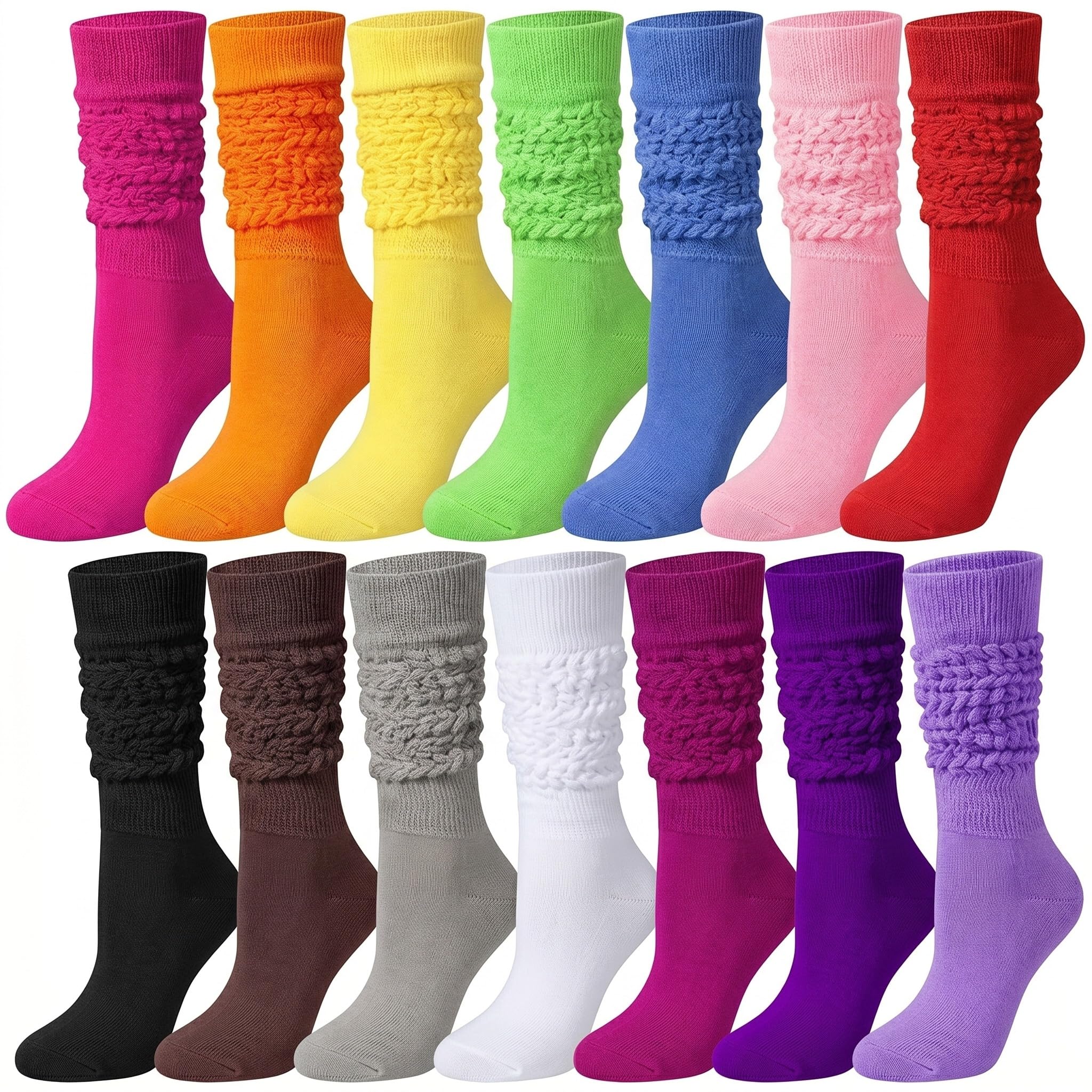 Amazon.com: Jeere 14 Pairs Slouchy Socks for Women, Colorful