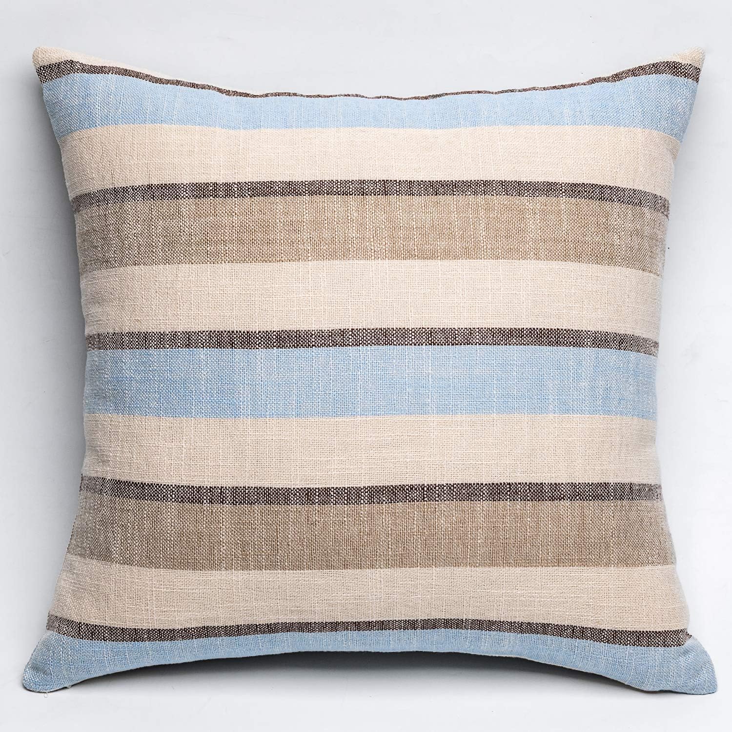 2 Pieces Decorative Classic Retro Stripe Throw Pillow Cover Euro Sham Soft Faux Linen Modern Farmhouse Cushion Case for Sofa Bedroom Car 26 x 26 Inch Grey Blue Mixed