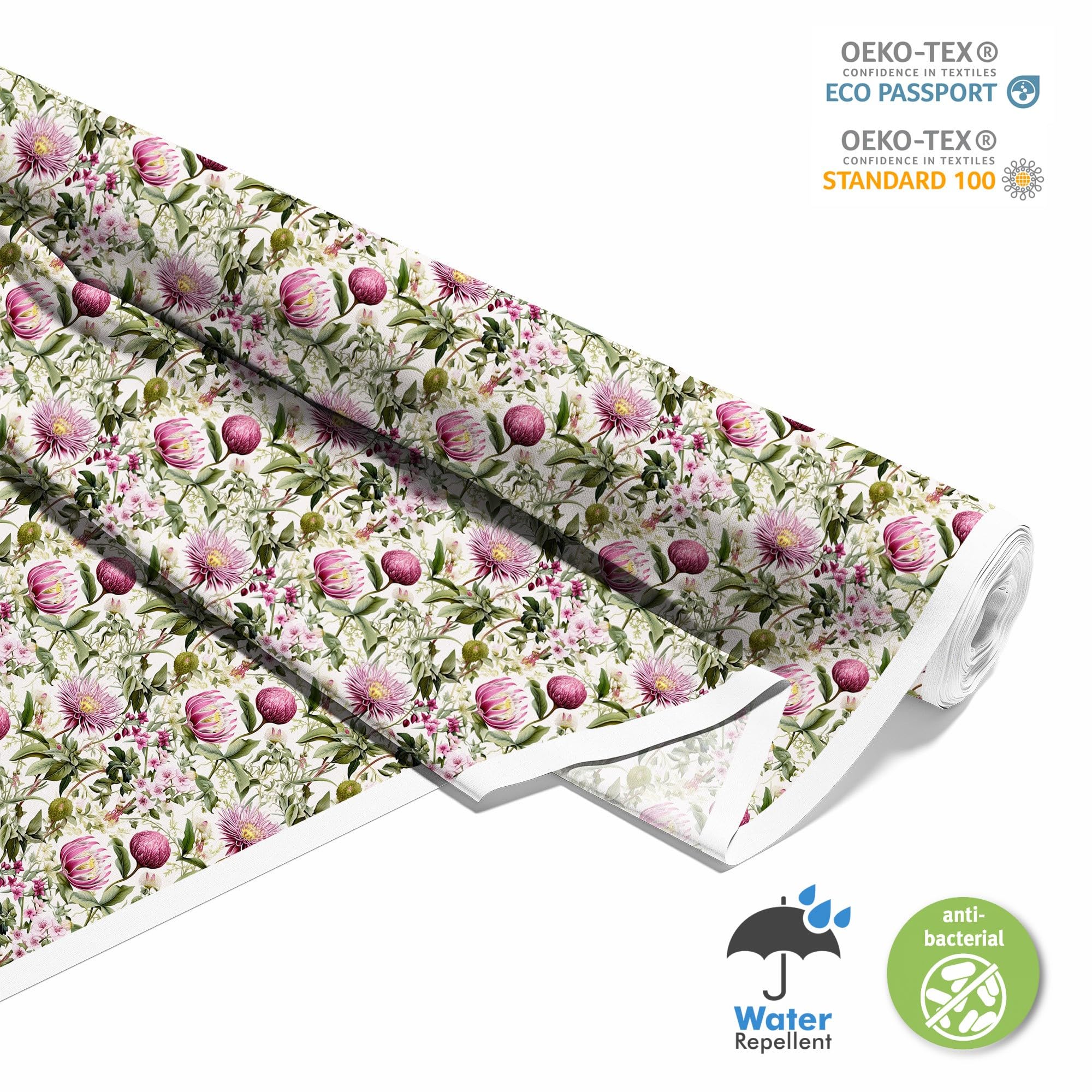 HEKO PANELS Stoff Oxford wasserdicht, Blumen, 5 Meter 155 x 500 cm