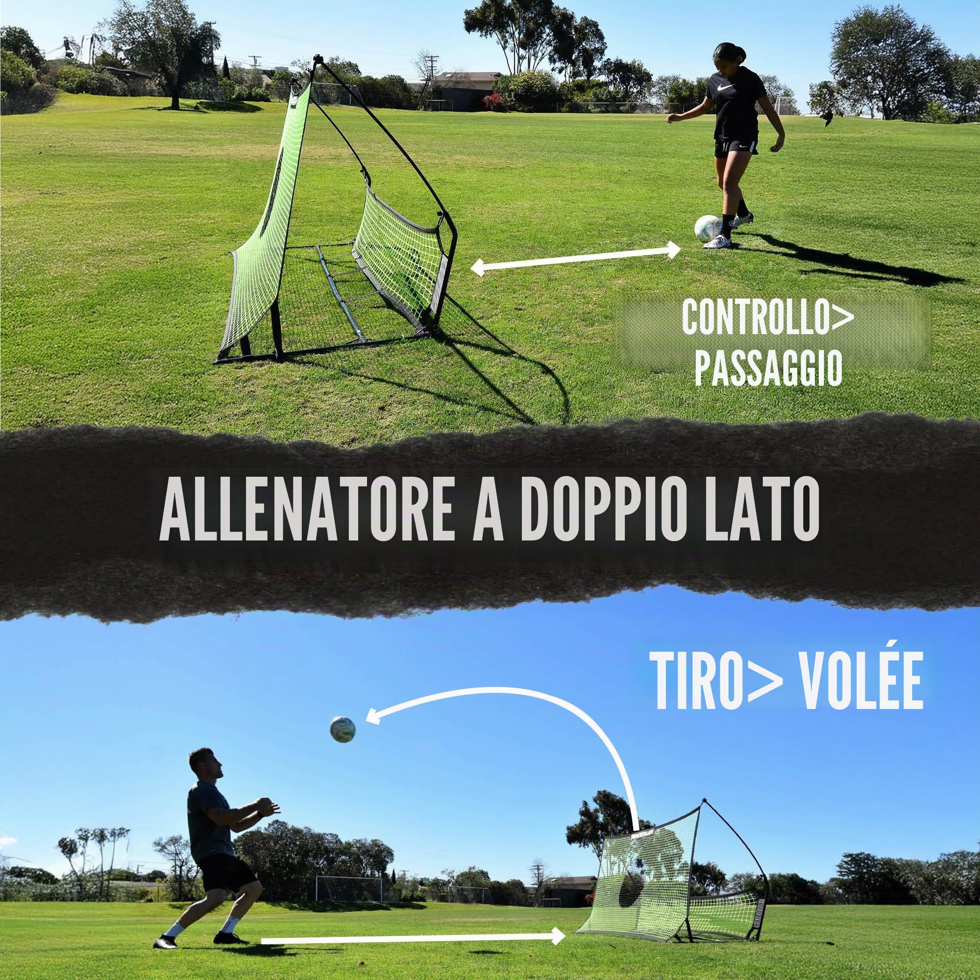 QUICKPLAY Tekkers - Rete da rimbalzo da calcio, ultra portatile e con base ponderata integrata per allenarsi su qualsiasi superficie