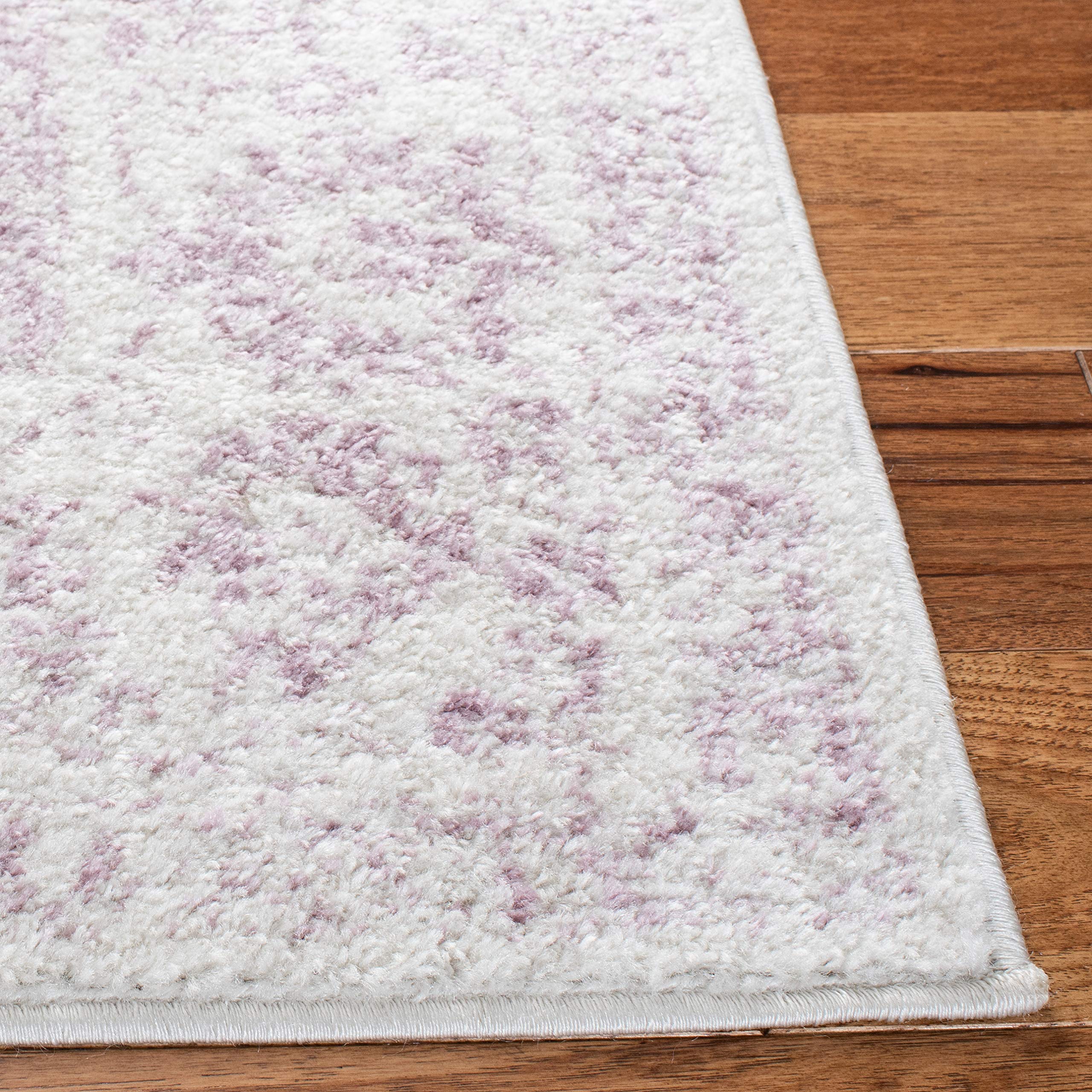 Safavieh Distressed Rug for Living Room Dining Room, Bedroom - Adirondack Collection, Short Pile, in Purple and Ivory, 91 X 152 cm - Image 4