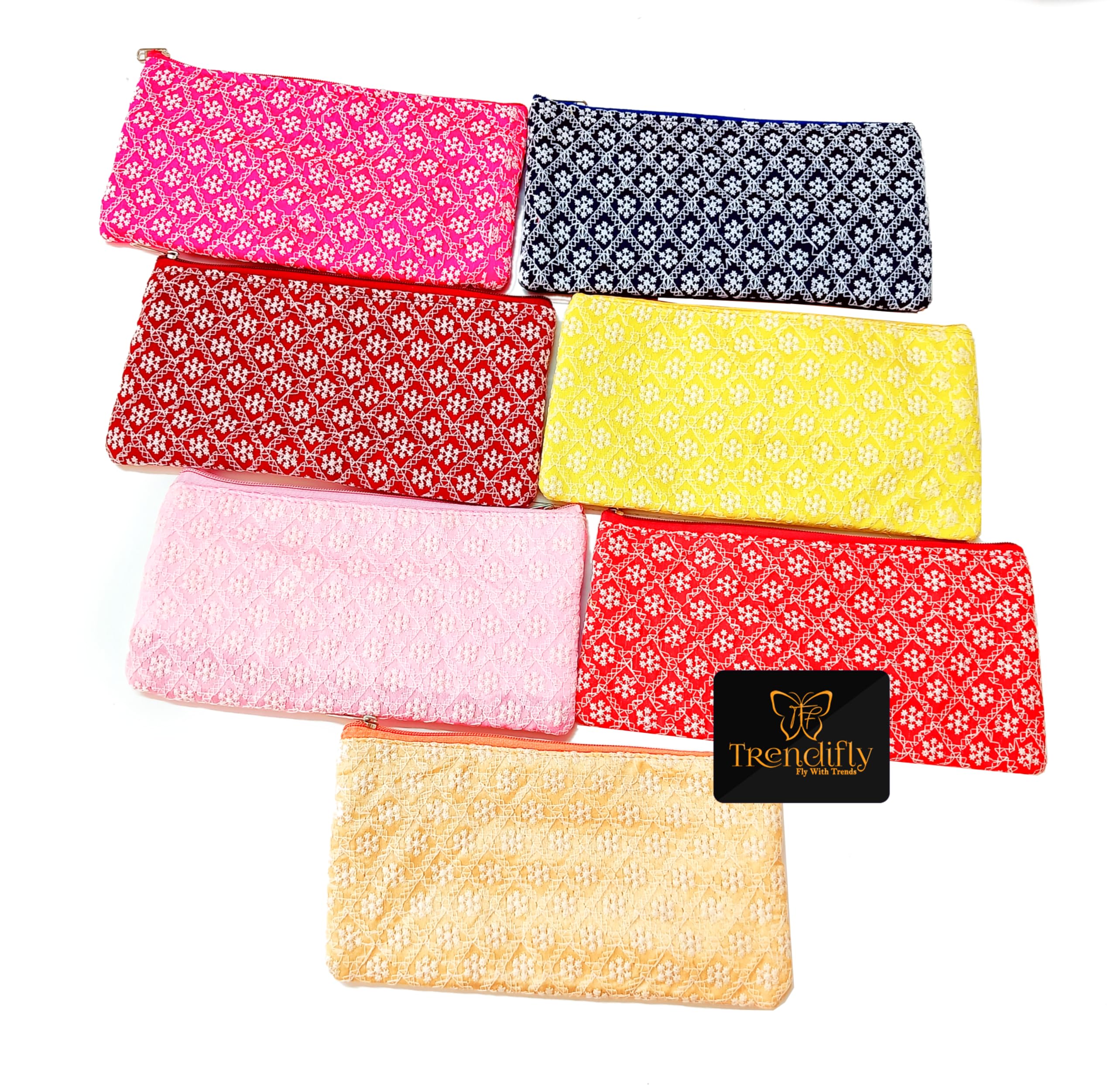 Trendifly Embroidery Lucknowi Chikankari Wedding return gift for women wholesale bridal Traveling potli bag with Zipper Ladies Baby Shower Shagun Purse Gifting Haldi Mehandi (Set Of 6) (B0CDHFW21X) Amazon Price History, Amazon Price Tracker