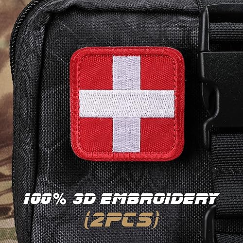 Miniatura 4 de LIVANS Medic Cross Morale Patch, parche médico blanco de primeros auxilios, parches tácticos de gancho y bucle EMT, 2 paquetes para mochilas