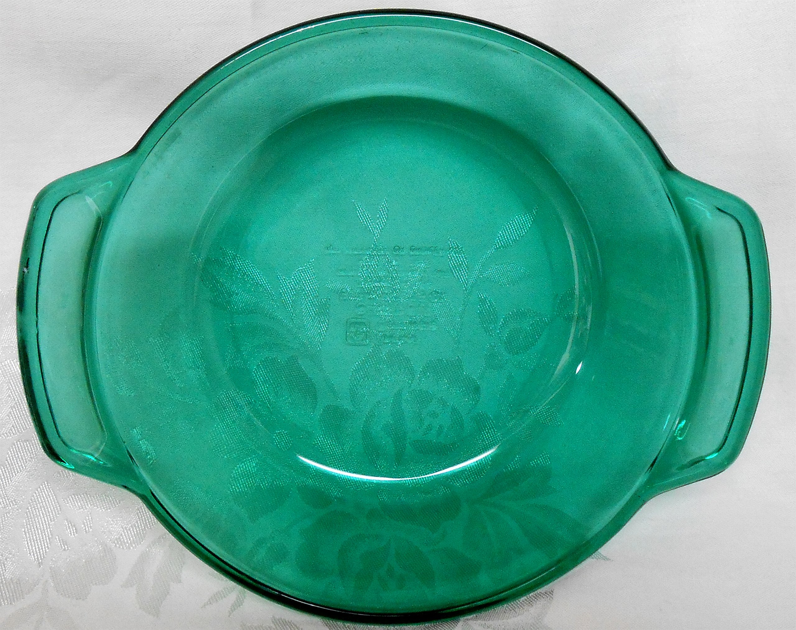 ANCHOR HOCKING GREEN GLASS 1 QT DEEP DISH PIE PLATE 9quot CASSEROLE