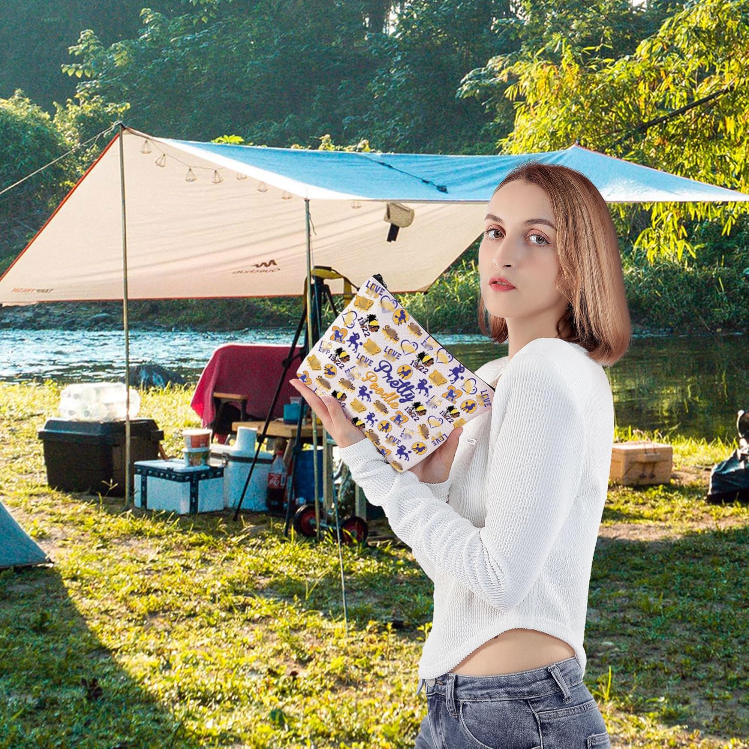 1922 Sorority Makeup Bag Pretty Poodle Cosmetic Bag Greek Sorority Gift (Pretty Poodle) - Image 3