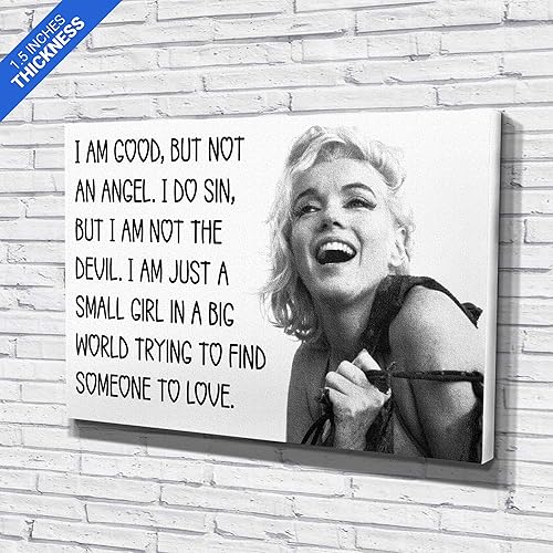 Miniatura 3 de Marilyn Monroe - Lienzo decorativo con frase en inglés "I am good, but not an angel" (36 x 24 pulgadas, galería envuelta)