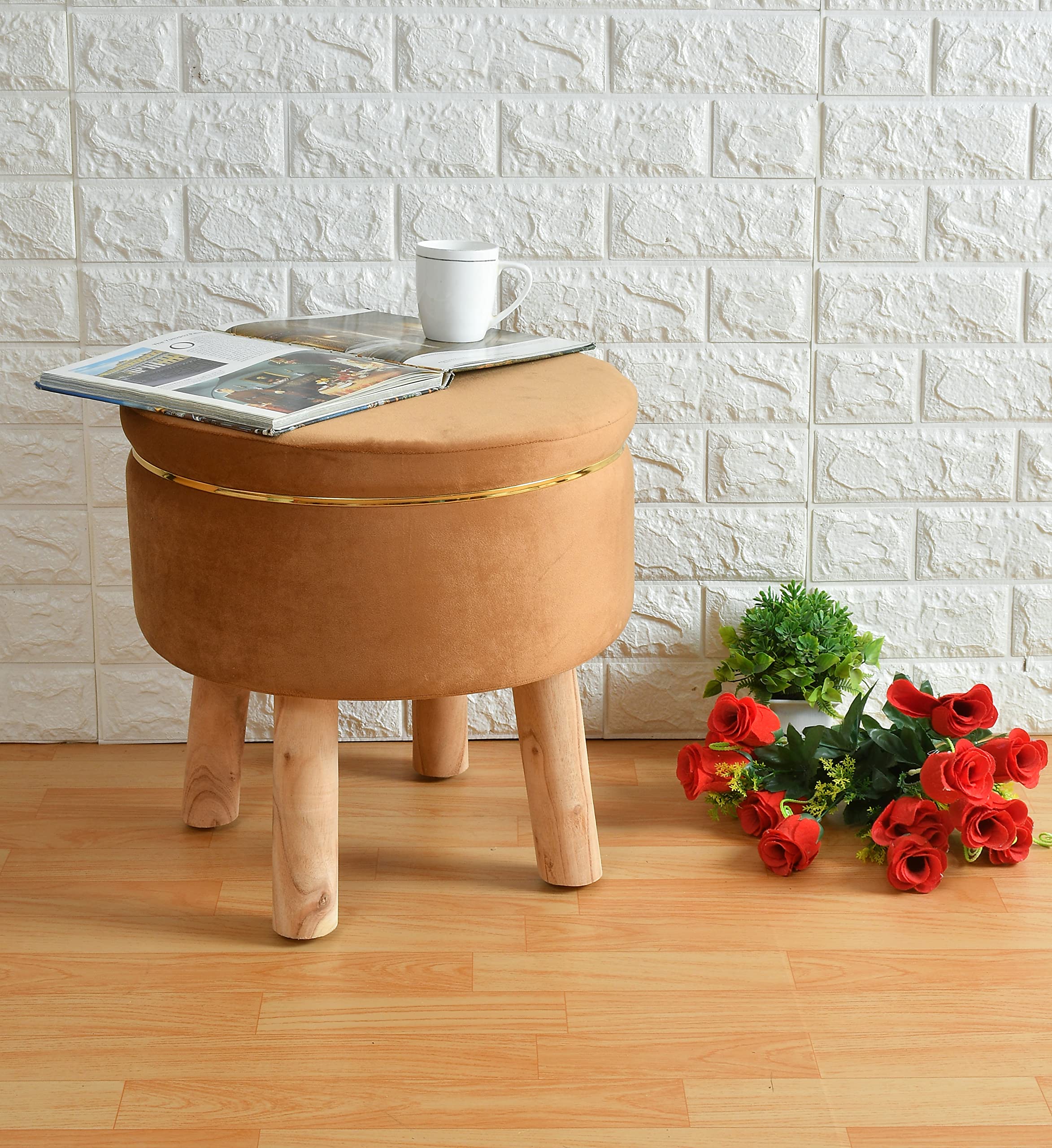 Ottoman Pouffe Stool for Living Room Poof Sitting Furniture Footrest Pouffe for Sitting | Foot Stool for Office, 16x16x16 Inch (Print-3)-image-48
