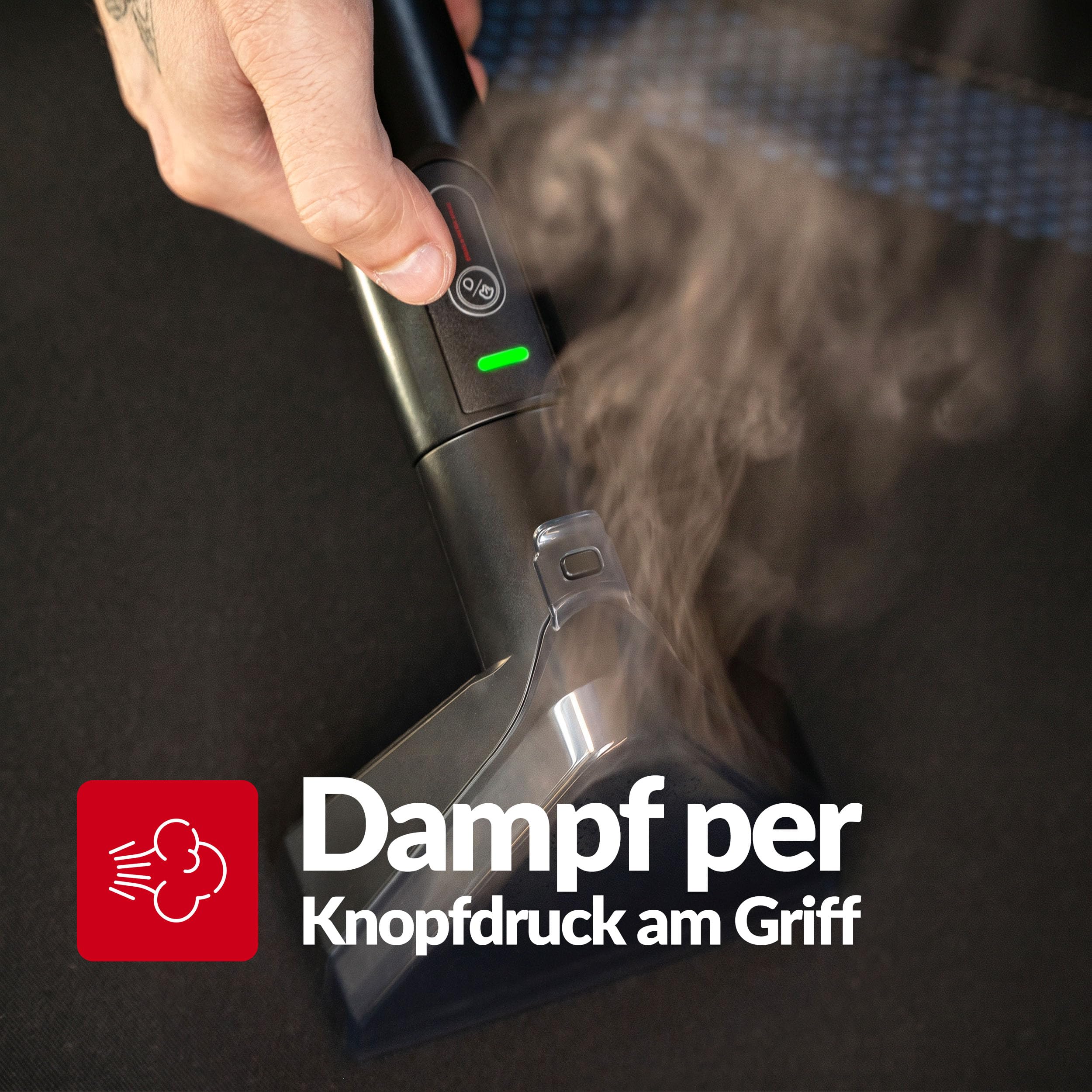 LEHMANN SteamWash 1800 Waschsauger & Dampfreiniger 4in1, Polsterreiniger und Teppichreiniger mit Warmwasser 60°C & Dampf 116°C, 16 kPa Saugkraft, Fleckenreiniger für Sofa, Auto & Haushalt