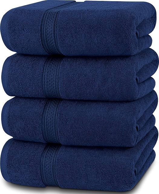 Utopia Towels - 4 Piece Bath Towels Set (69 x 137 CM) - Premium 100% Ring Spun Cotton - Quick Dry, Highly Absorbent, Soft Feel Towels, Perfect for Daily Use (Navy)