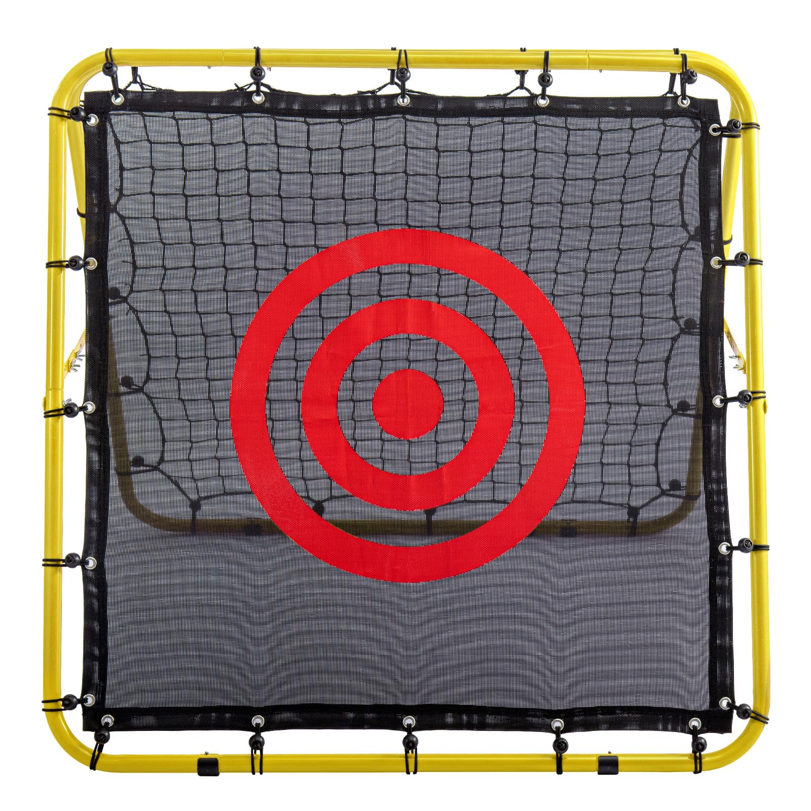 Double Sided Rebounder Net Football Rebounder Net 100x100cm –Adjustable Kickback Target Rebound Net for Training – Foldable Portable Rebounder Football Equipment for Kids & Adults (Yellow)