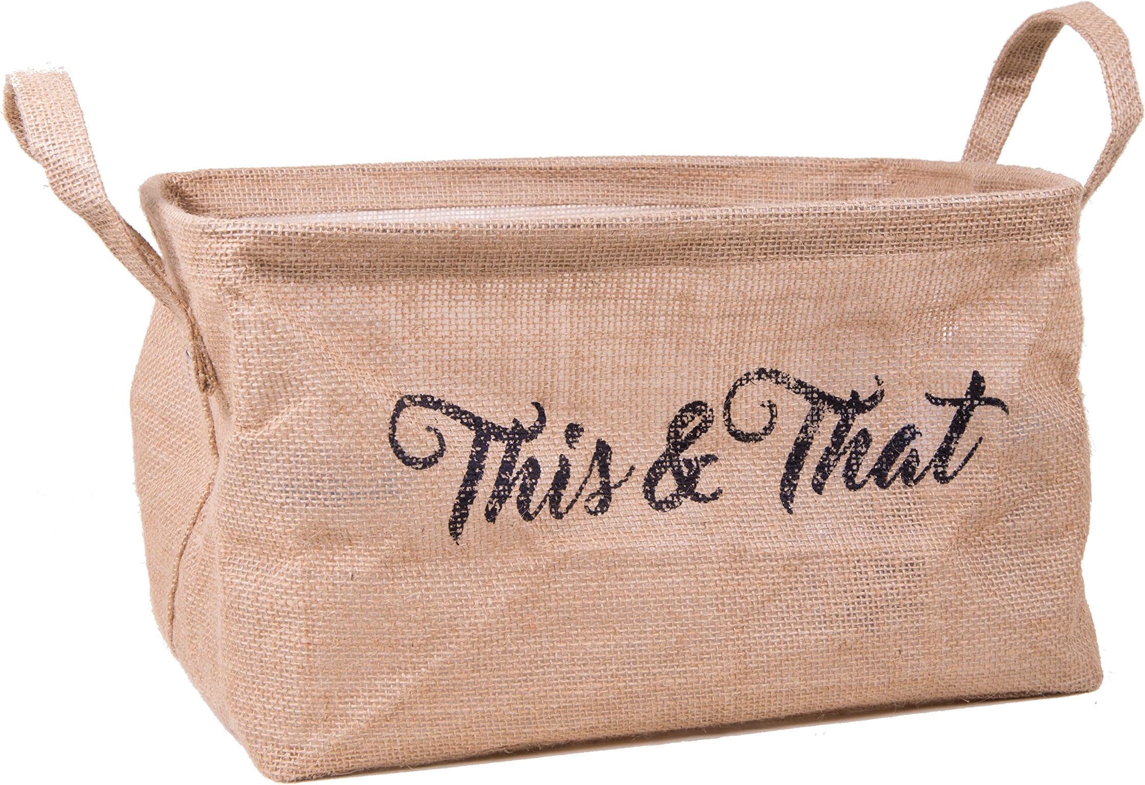 Purelicity - Jute Storage Bin 14" Long . Decorative Basket for Shelves, Toys, Blankets, Gift Baskets, Pet Toys, Farmhouse Decor.