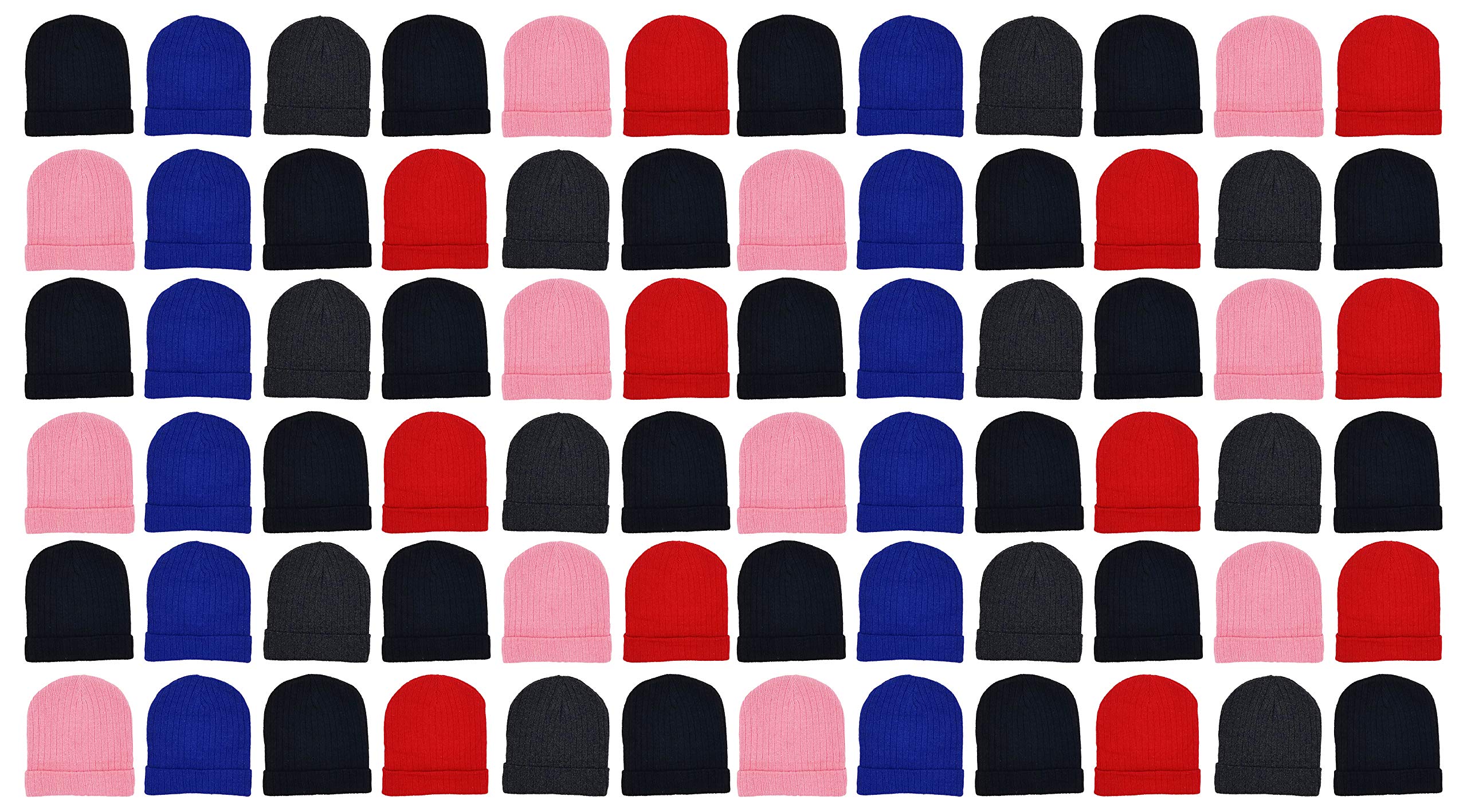 Wholesale Kids Winter Beanies, Warm Thick Thermal Bulk Case Pack Unisex Boys Girls (240, Assorted Ribbed)