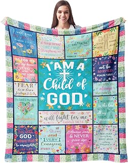 CUJUYO Christian Gifts for Women Blanket 60"x50" - Religious Catholic Baptism Confirmation Gifts for Girls - Birthday Inspirational Spiritual Gift for Women - Bible Verse Flower Christian Blankets