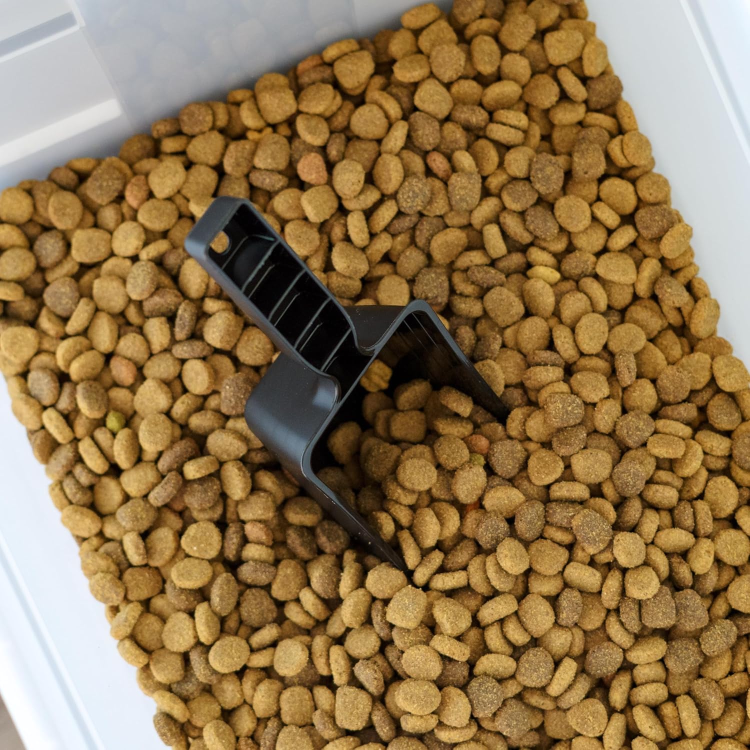 IRIS USA Dog Food Storage Container 50 lbs, with Removable Rolling Wheels & Included Scoop, for Dog Cat Bird and Other Pets, Food Storage Bin, Keep Fresh, Made in USA, Clear/Dark Gray