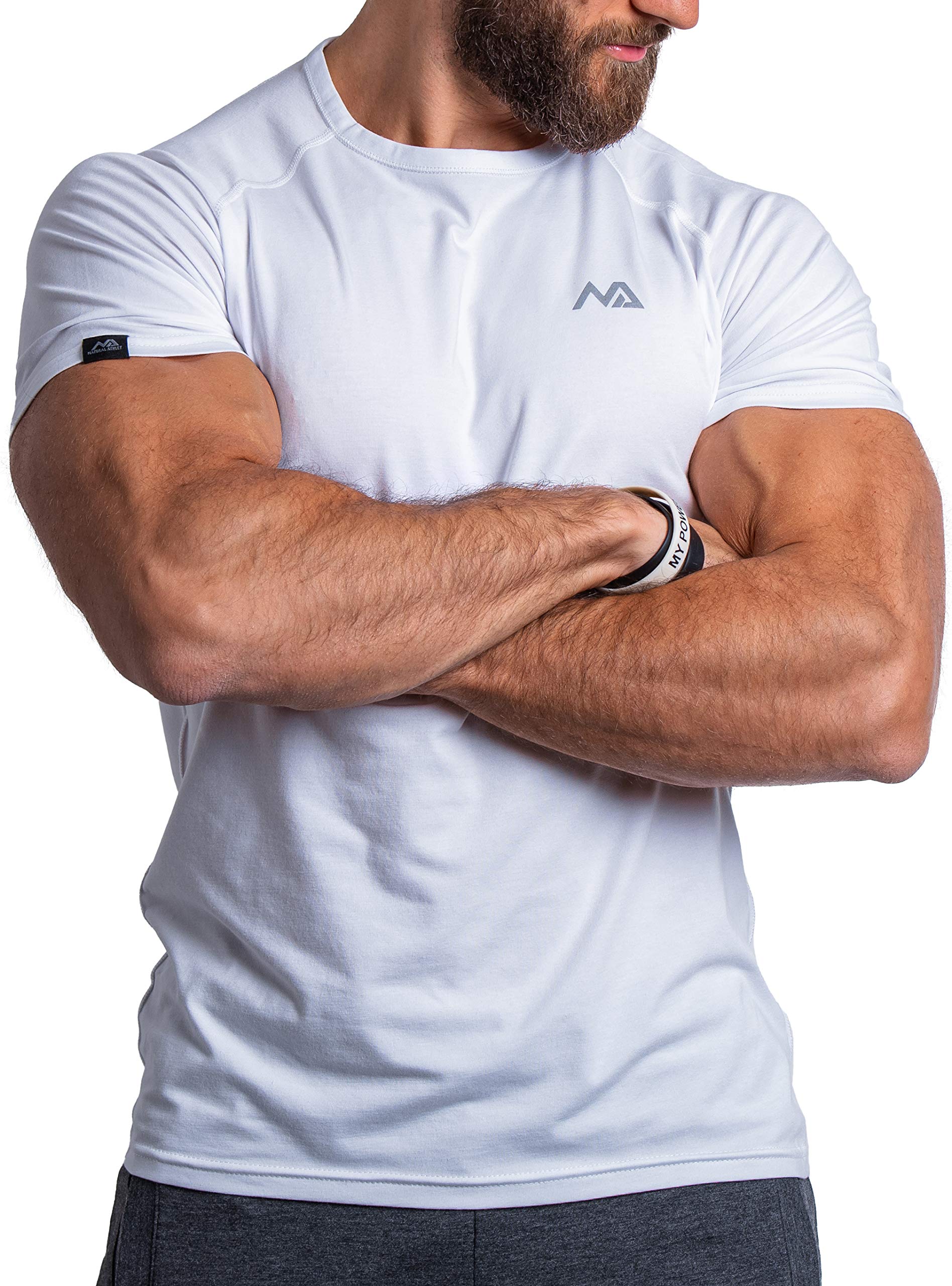 NATURAL ATHLET T-Shirt Fitness Homme Slim Fit Long - Séchage Rapide, Musculation & Sport