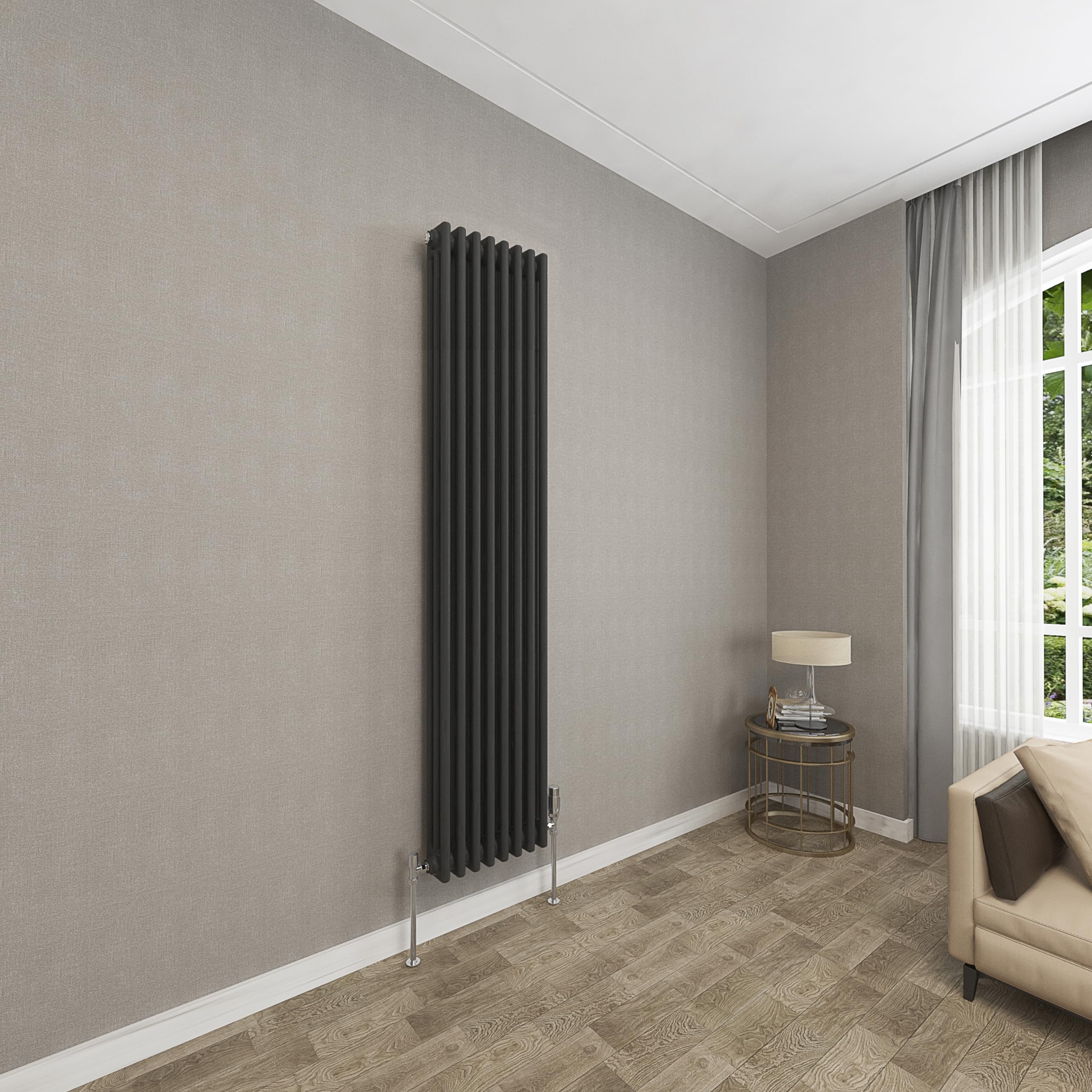 Sky Bathroom Black 1800X380mm Vertical Cast Iron 3 Column Radiator Traditional Upright Central Heating Radiator