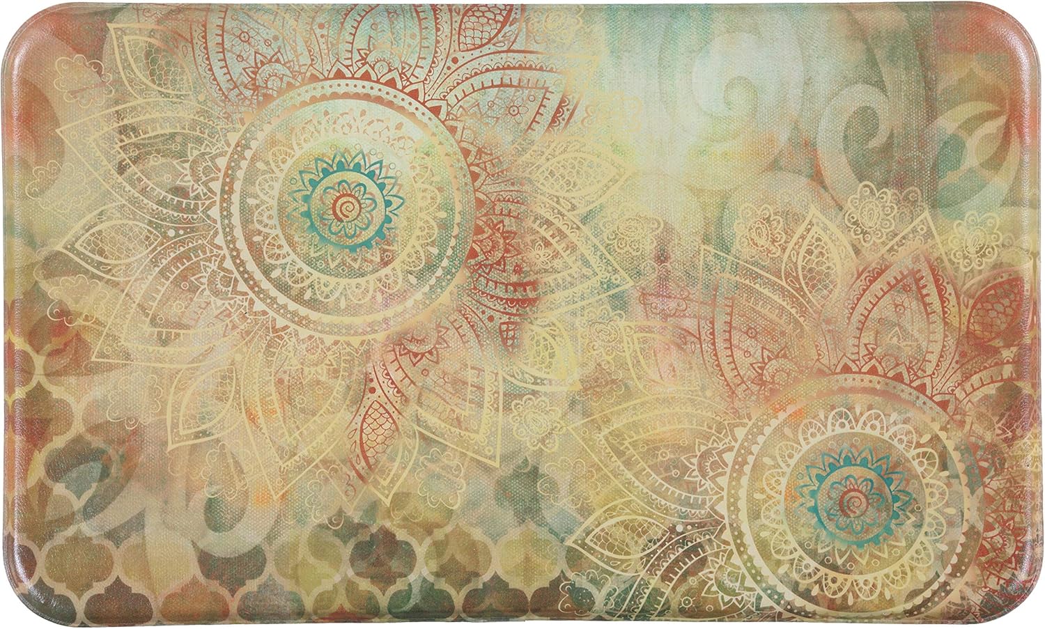 J&V TEXTILES Anti Fatigue Cushioned Comfort Mat, Ergonomically Durable, Supportive, Padded, Thick and Washable, Stain-Resistant, Kitchen, Garage, Office Standing Desk Mats (Boho Study Floral)*