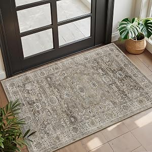 2x3 Entryway Rug Brown Grey Washable Kitchen Rugs for Entryway