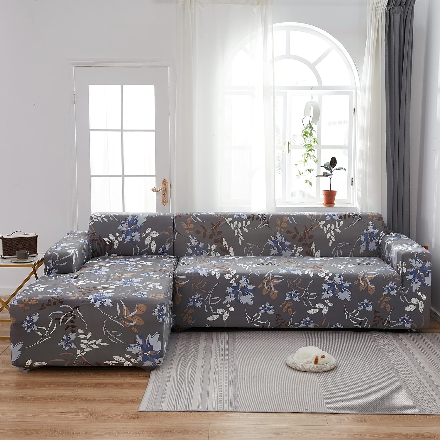 TOPCHANCES Stretch Futon Cover,Armless Sofa Cover Folding Sofa Bed Cover Printed Futon Slipcover Furniture Protector Without Armrests (Solid Grey)…