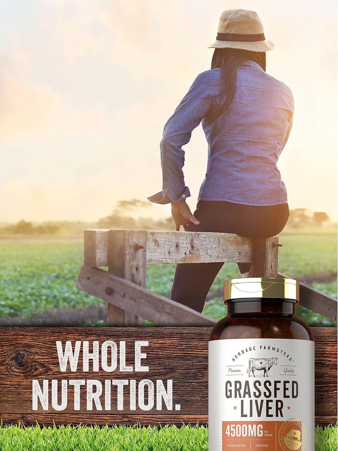 Grassfed Beef Liver Capsules 4500mg | 250 Count | Desiccated Supplement | Non-GMO, Gluten Free | by Herbage Farmstead : Health & Household