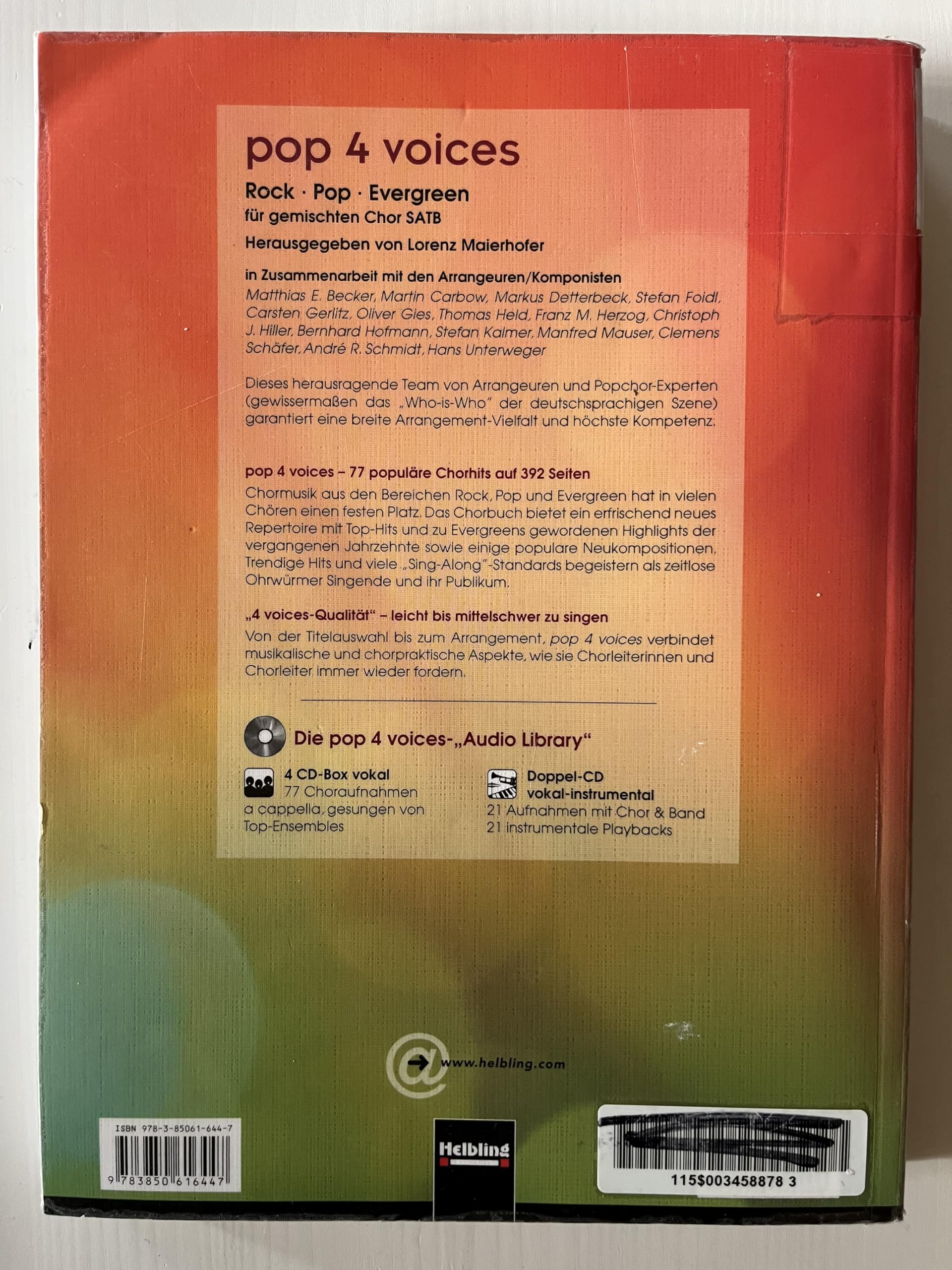pop 4 voices: Rock - Pop - Evergreen für gemischten Chor SATB. Sbnr. 150955