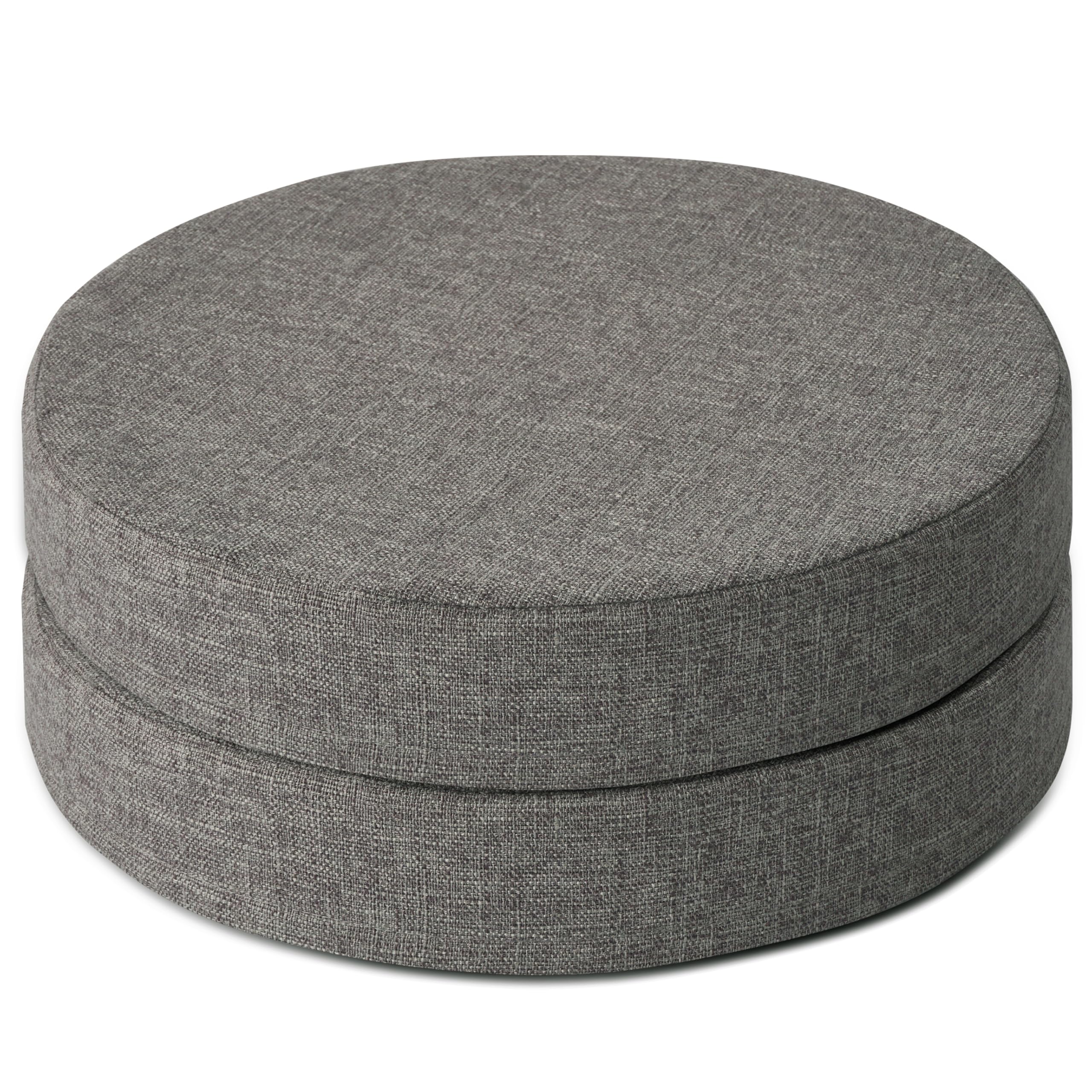 AddGrace 2.5" Thick Non Slip Round Chair Pad Set of 2, 41cm, Light Grey