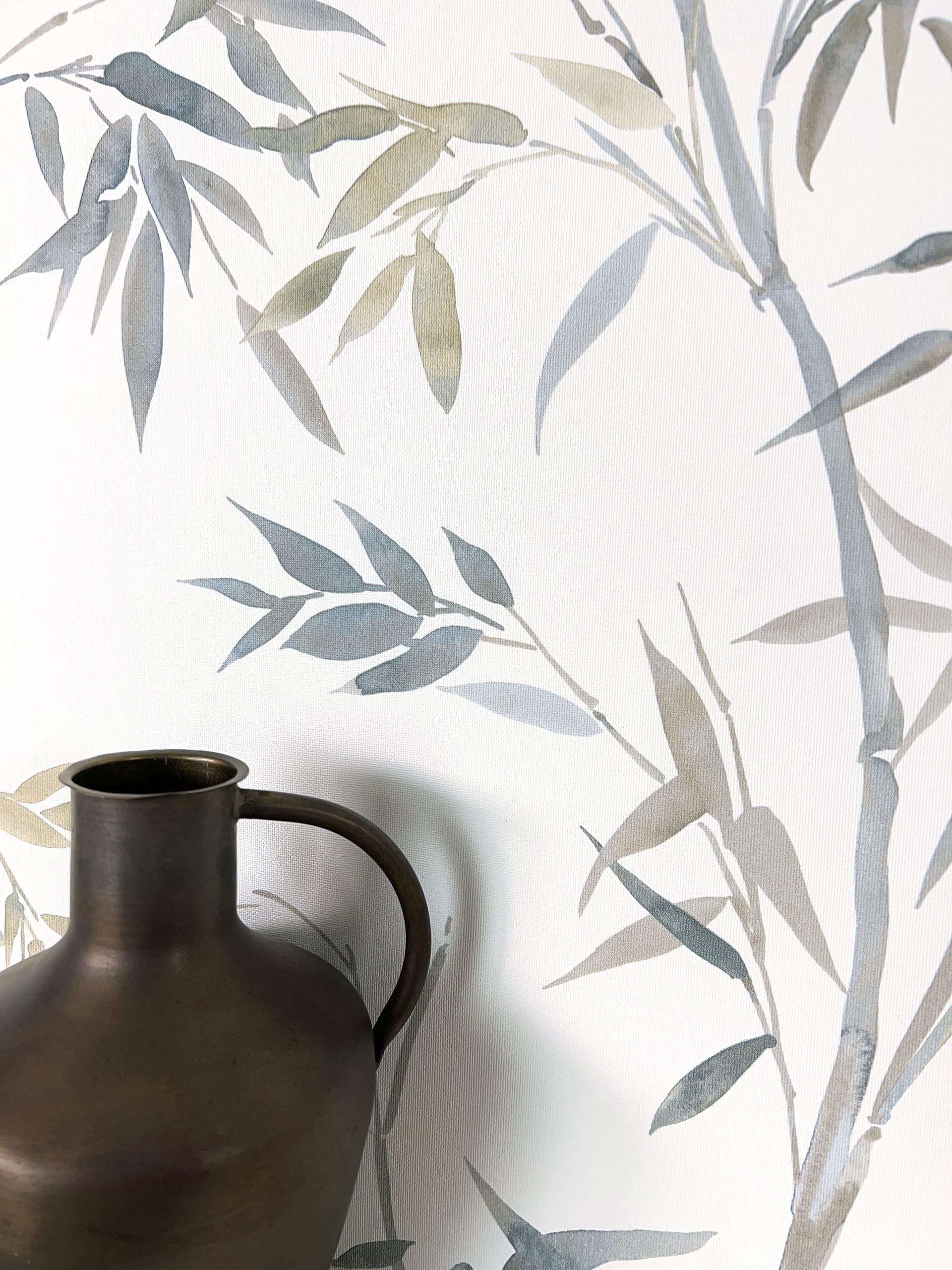 Papier peint beige jungle intissé moderne pour décoration murale bambou gris blanc