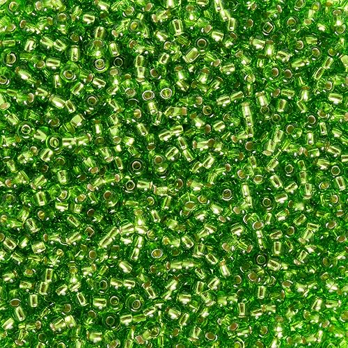 Miniatura 1 de John Bead Cuentas de cristal checo con semillas de 100 de caña de azúcar, cuentas verdes para manualidades de joyería, vial de 0.85 oz