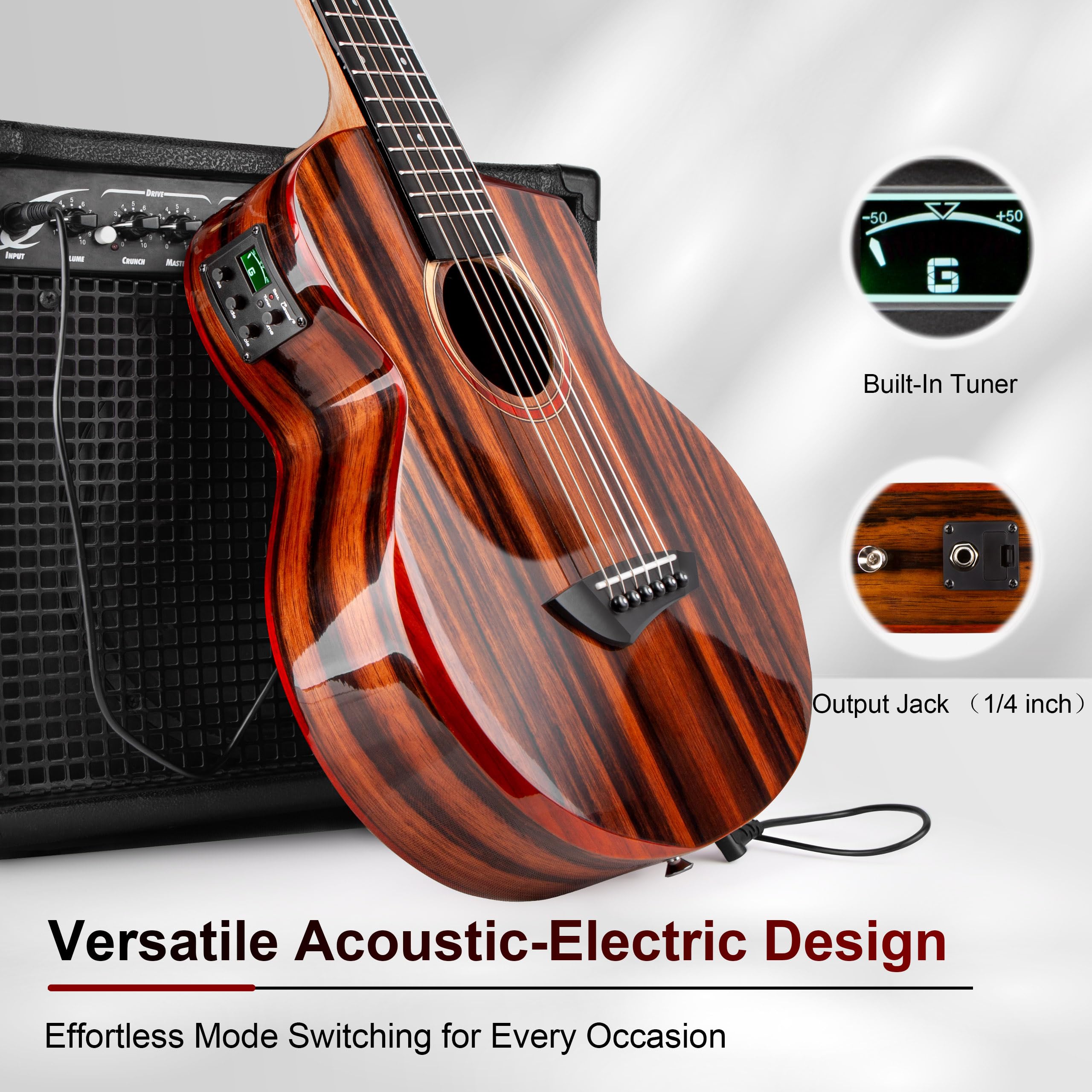 Amazon.com: Caramel GEG91 30 inch Cutaway Ebony Glossy 6-String