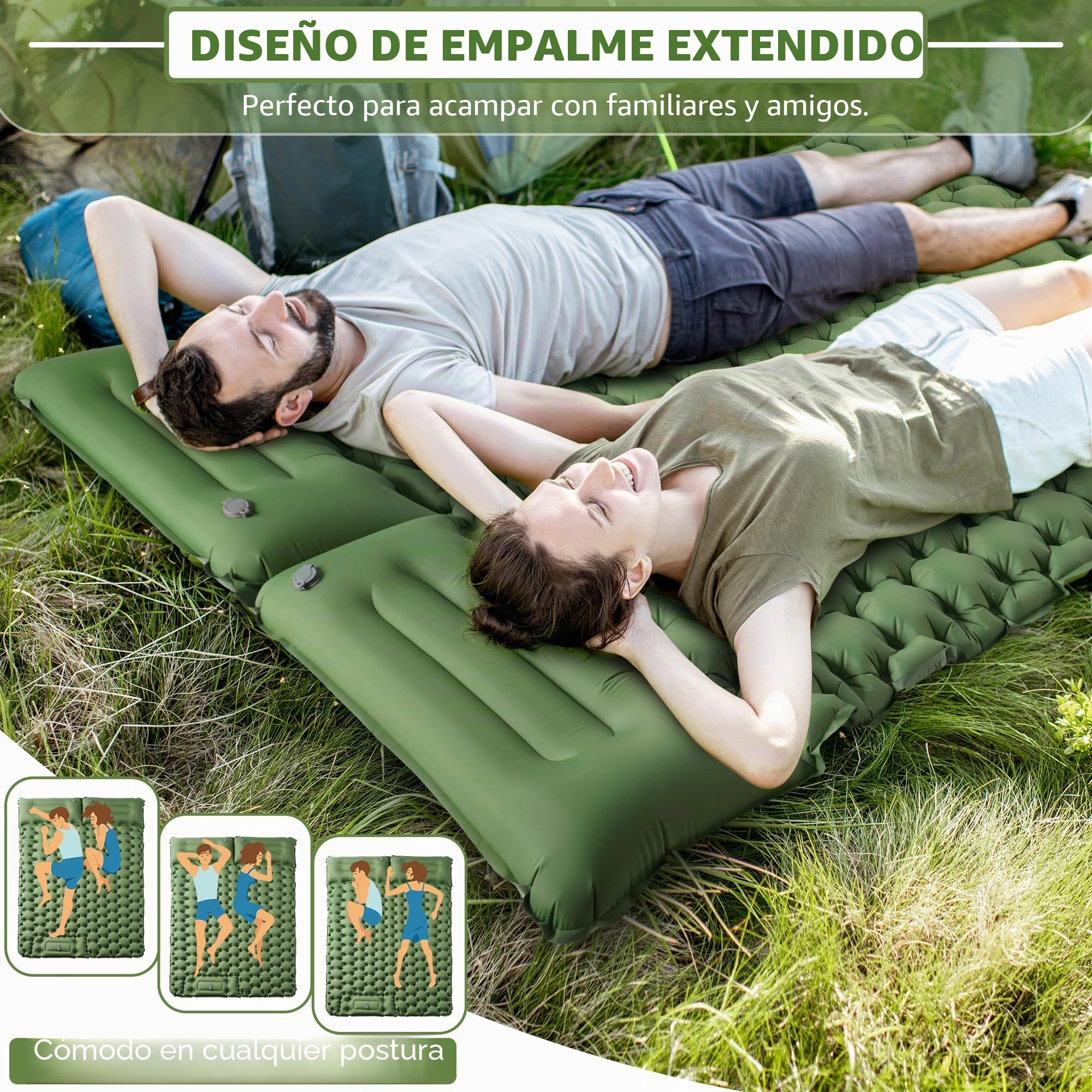 Esterilla Camping 2 Personas, Colchoneta Camping Ampliado y Grueso