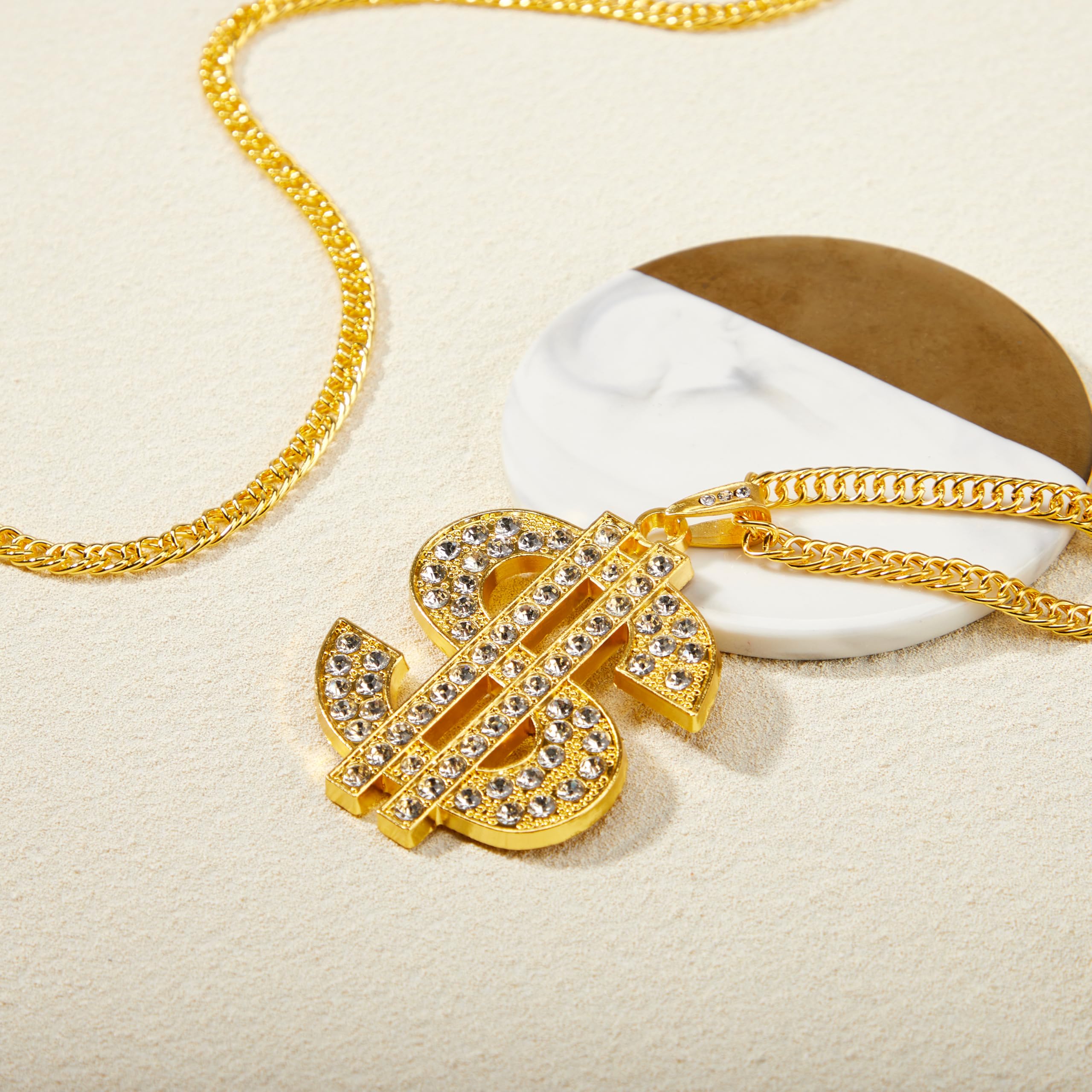 Collar Dorado con el Símbolo del Dólar con Pedrería | Comprar Online