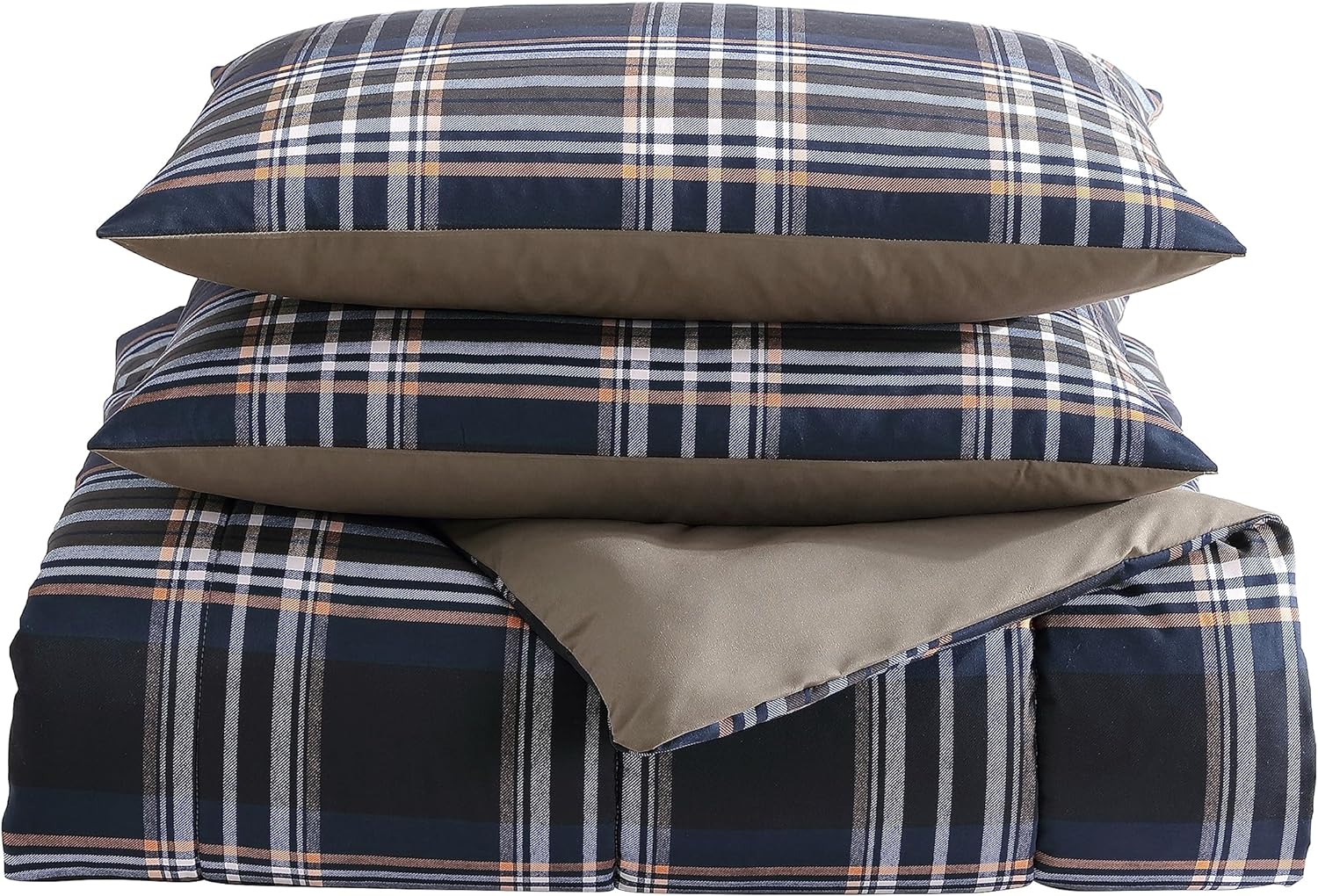 Wrangler - Queen Comforter Set, Soft & Reversible Bedding with Box-Stitch Design, Yellowstone Inspired Bedding, 3 Piece Bed Set with Matching Pillowcases (City Flats Plaid Navy)