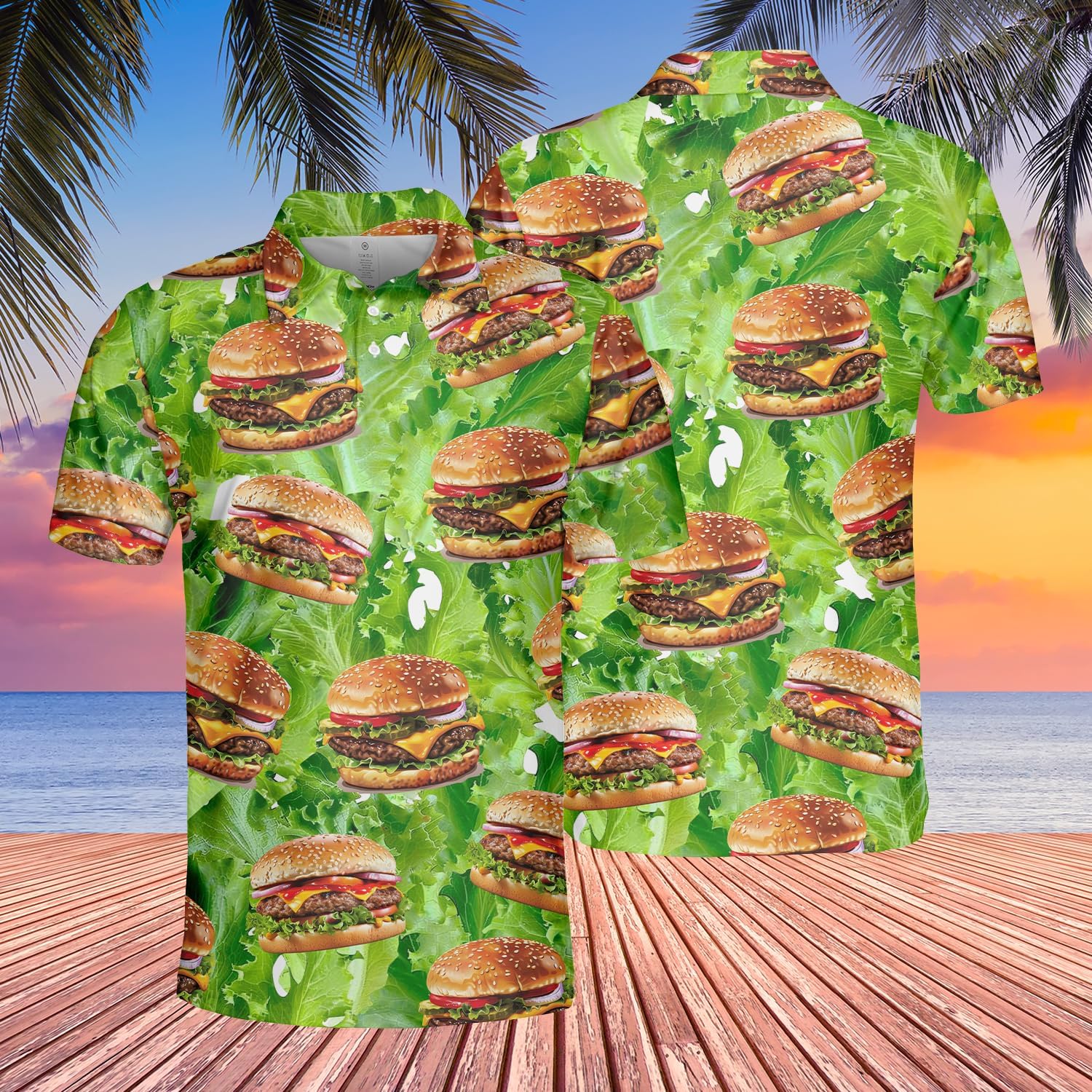 Hamburger Polo Shirts for Men - Comfort Food Short Sleeve Regular Fit Golf Shirts for Men Series 17 Size L
