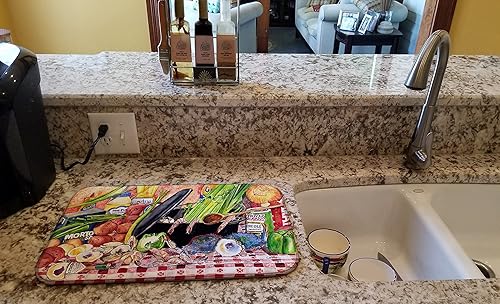 Miniatura 2 de Caroline's Treasures 8825DDM Tapete de secado de platos de ensalada de gumbo y papa, tapete absorbente para secado de platos para encimera de