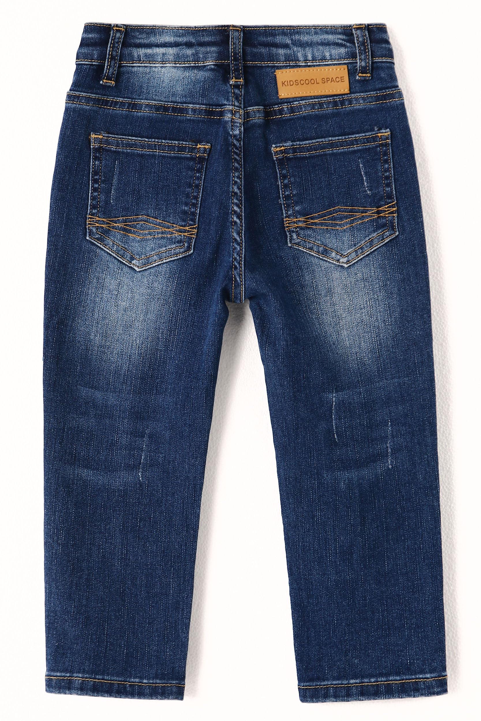 KIDSCOOL SPACE Jeans per Ragazze, Elastico in Vita all'Interno di Pantaloni in Denim con Fori Strappati per Bambina