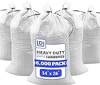 Vista 38 de DURASACK Bolsas de arena resistentes con cuerdas de amarre, bolsas de arena de polipropileno tejidas vacías para control de inundaciones con 1600