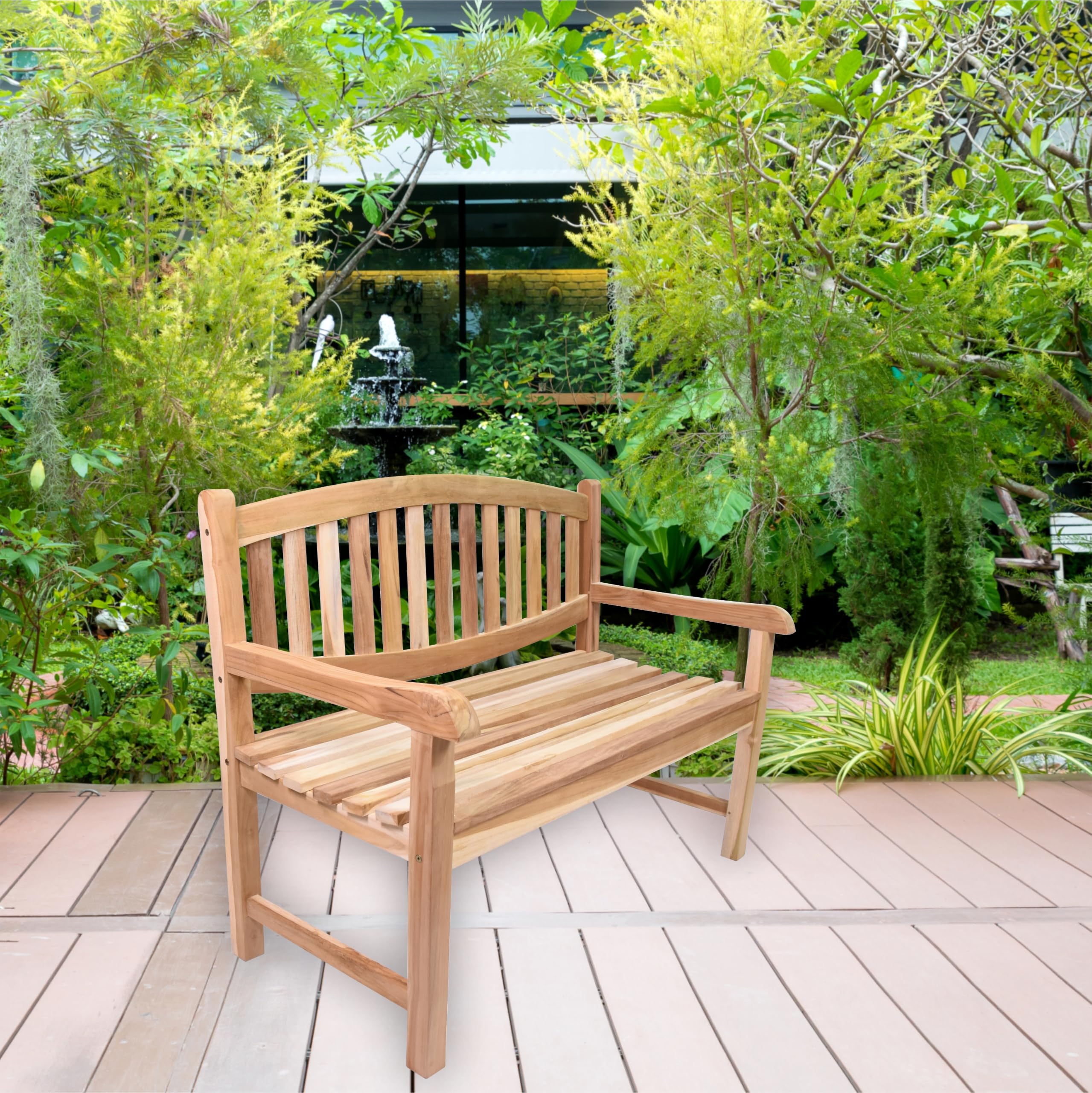 Divero 2-Sitzer Gartenbank Bradford aus Teakholz unbehandelt – Natur-Braun