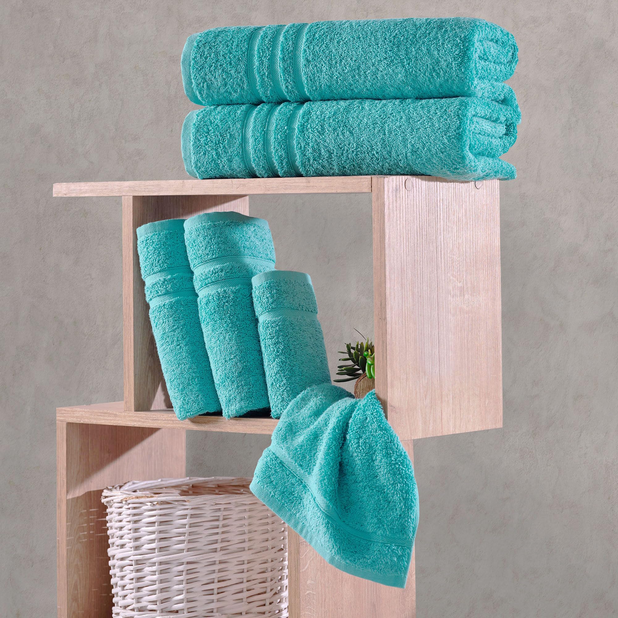 Serviette de Hammam Carenesse, Rayures, 90 x 180 cm, Bleu, 100% Coton, Serviette de