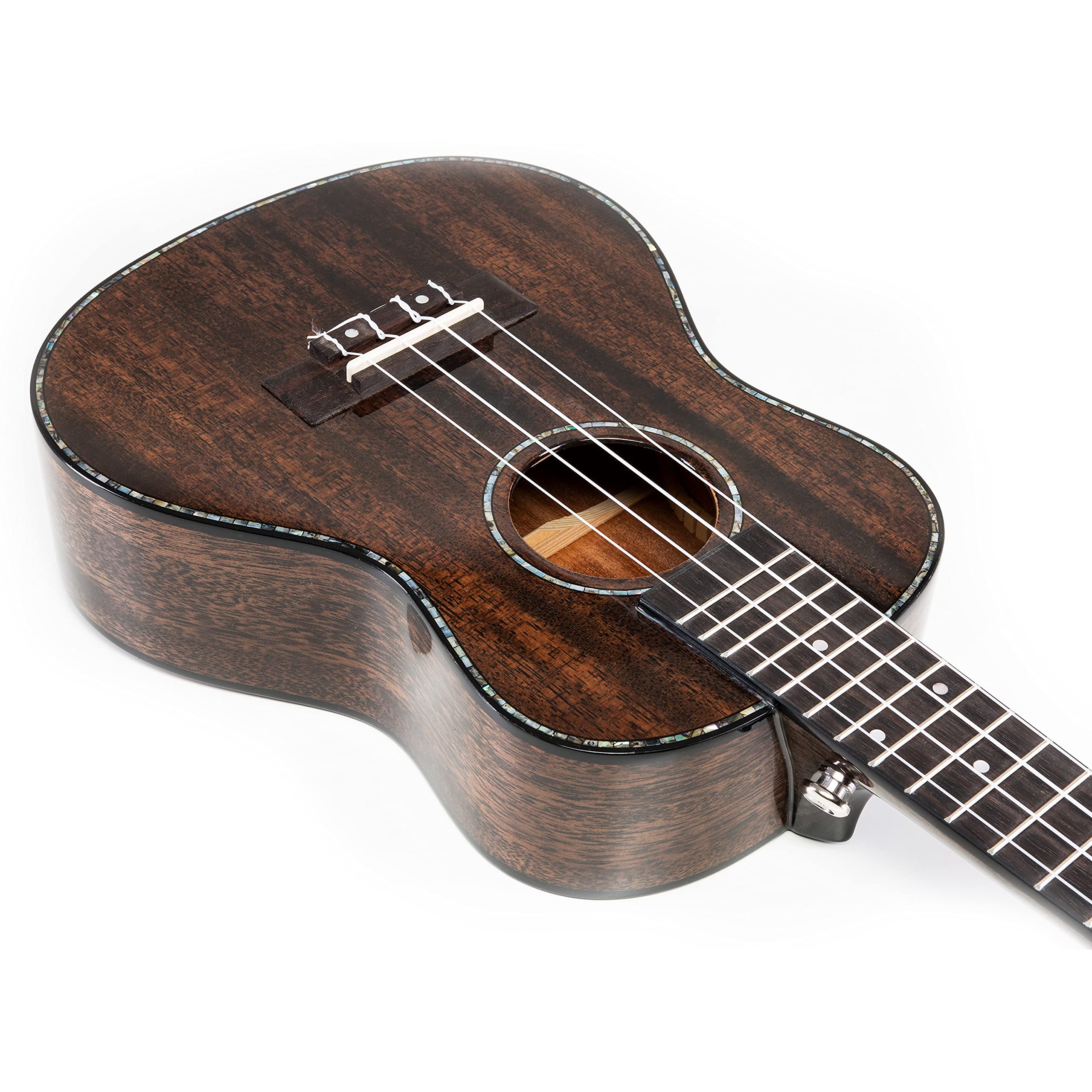 VOLT - Ukulele Siena, dimensioni: tenore, copertina in mogano, tastiera: palissandro, finitura lucida, ornamenti in madreperla, lunghezza: ca. 660 mm, con bottoni per cintura, custodia imbottita