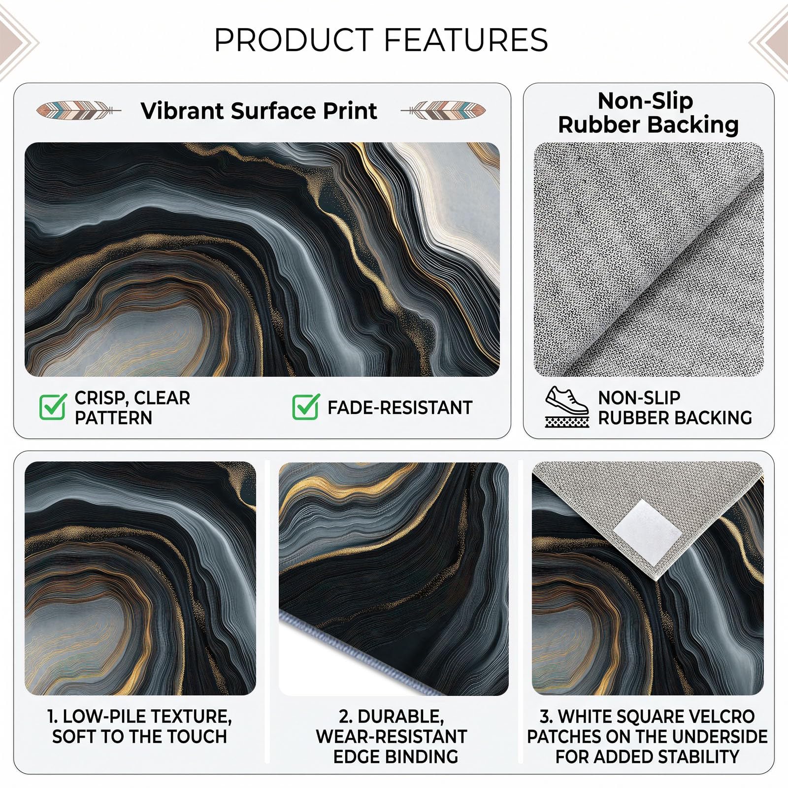 Alfombra de mármol blanco y negro de 140 x 200 cm, alfombra de lujo abstracta lavable para sala de estar, alfombra antideslizante de pelo bajo, alfombra de interior para dormitorio, sala de juegos
