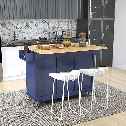 Miniatura 9 de Acosure Isla de cocina con toma de corriente, hojas caídas y madera de goma, almacenamiento abierto y estante para vino, carrito de almacenamiento