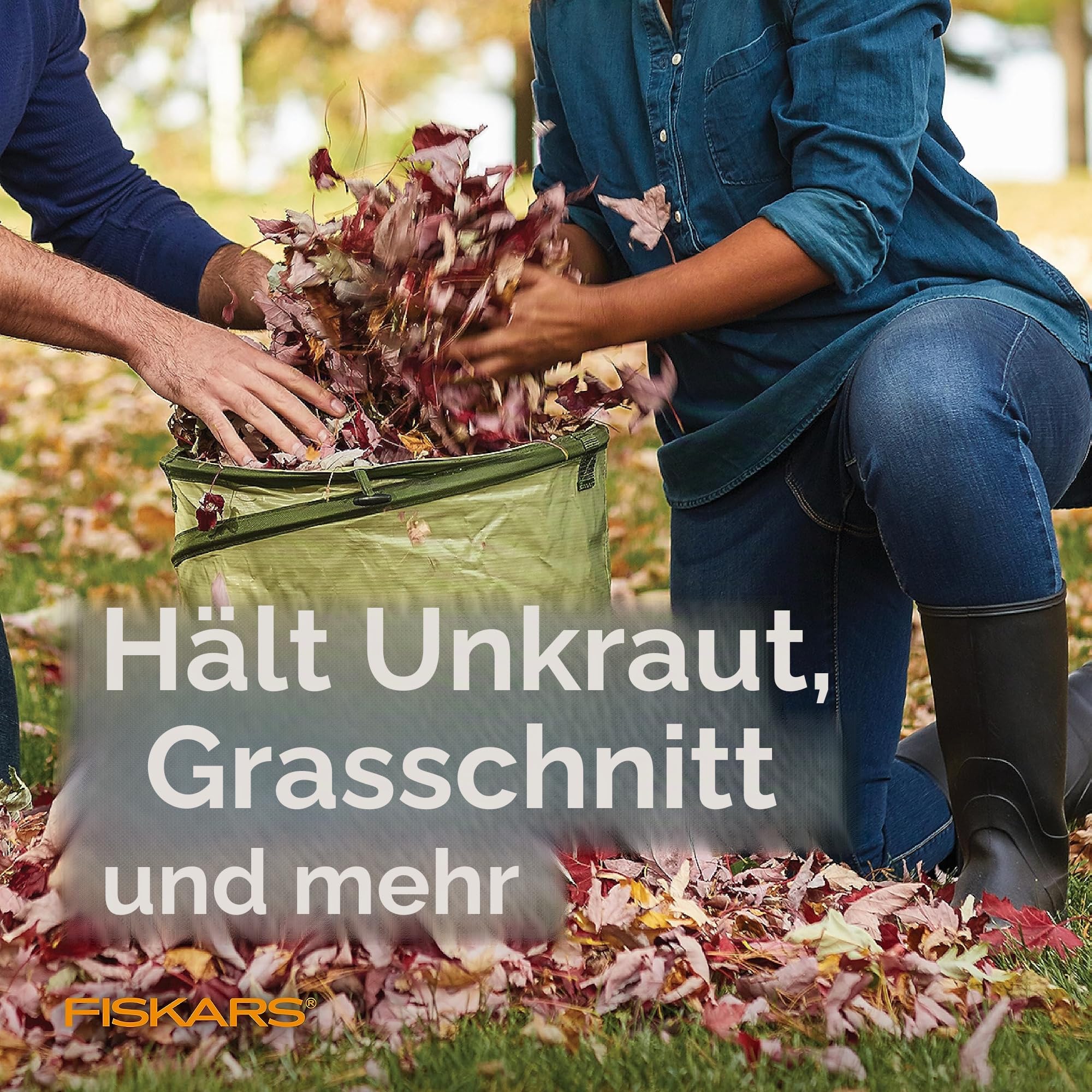 Fiskars, Kangaroo, faltbare Gartentasche mit robuster HardShell-Basis für Gartenabfälle, 114 Liter – wiederverwendbarer Behälter für Rasenpflege und Gartenarbeit