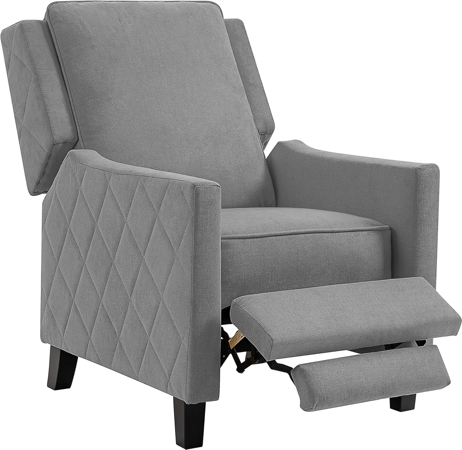 AVAWING Push Back Recliner Chair Set, Mid-Century Modern Accent Chair with Adjustable Footrest, Small Wingback Chair for Living Room, Bedroom, Study Room, Grey