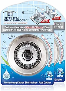SinkShroom Revolutionary Clog-Free Sink Strainer Basket, 2-Pack, Stainless Steel