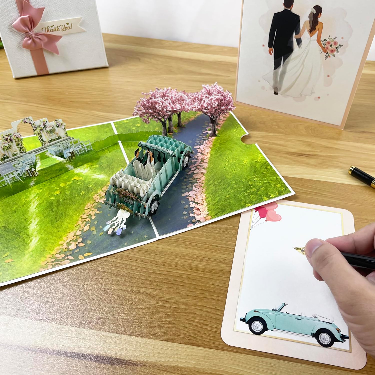 3D Wedding Popup Card - Handmade Bride & Groom Paper Art for Wedding, Engagement, Anniversary, Bridal Shower - Unique Greeting Card Gift for Couple, Husband, Wife, Newlyweds image 6 of 7 B0F8NQPHBF